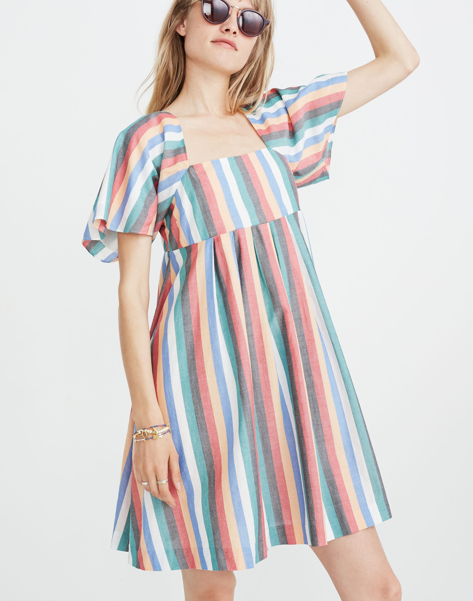 Square-Neck Mini Dress in Festival Stripe