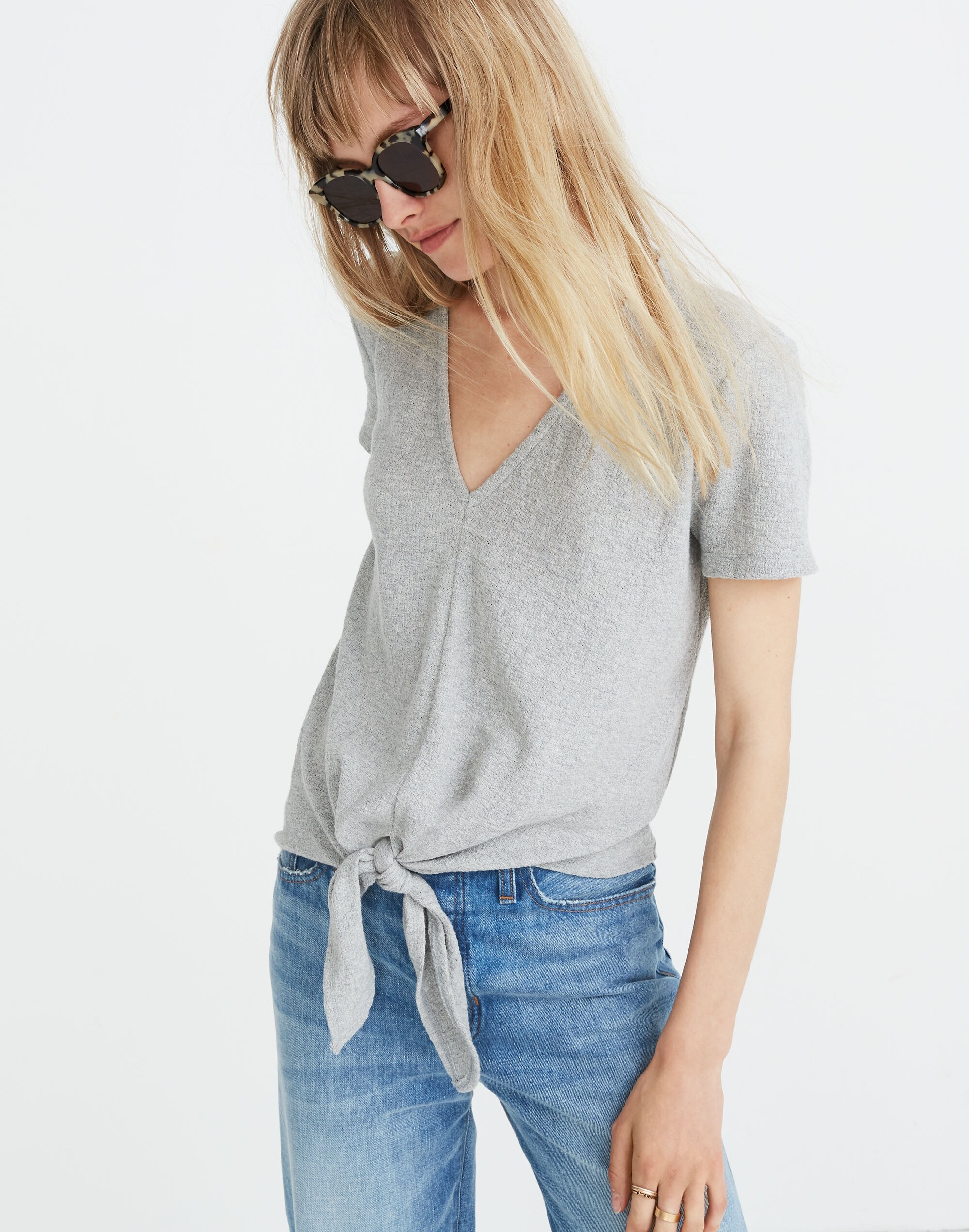 Texture &amp; Thread V-Neck Modern Tie-Front Top