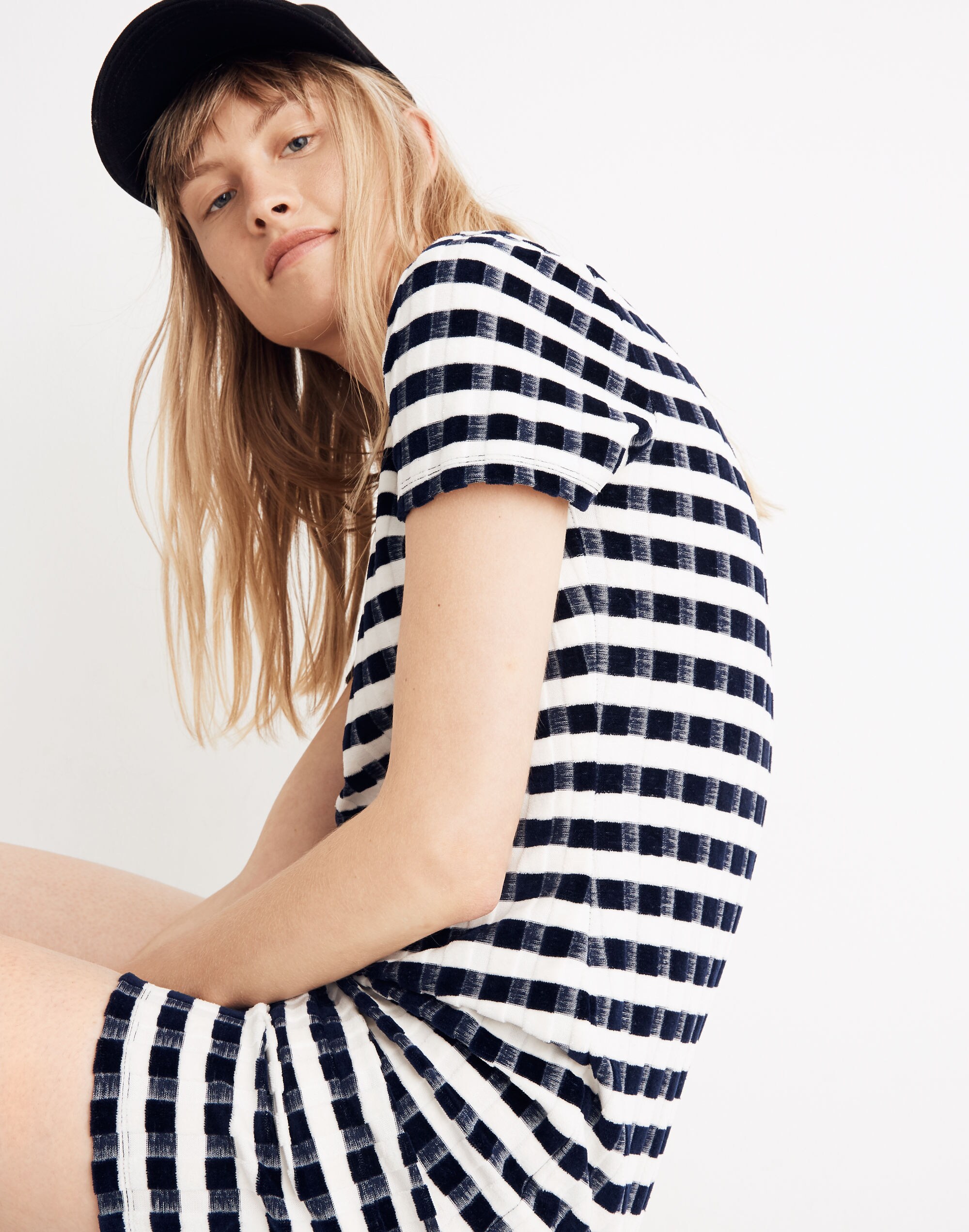 Velvet-Striped Tee Dress