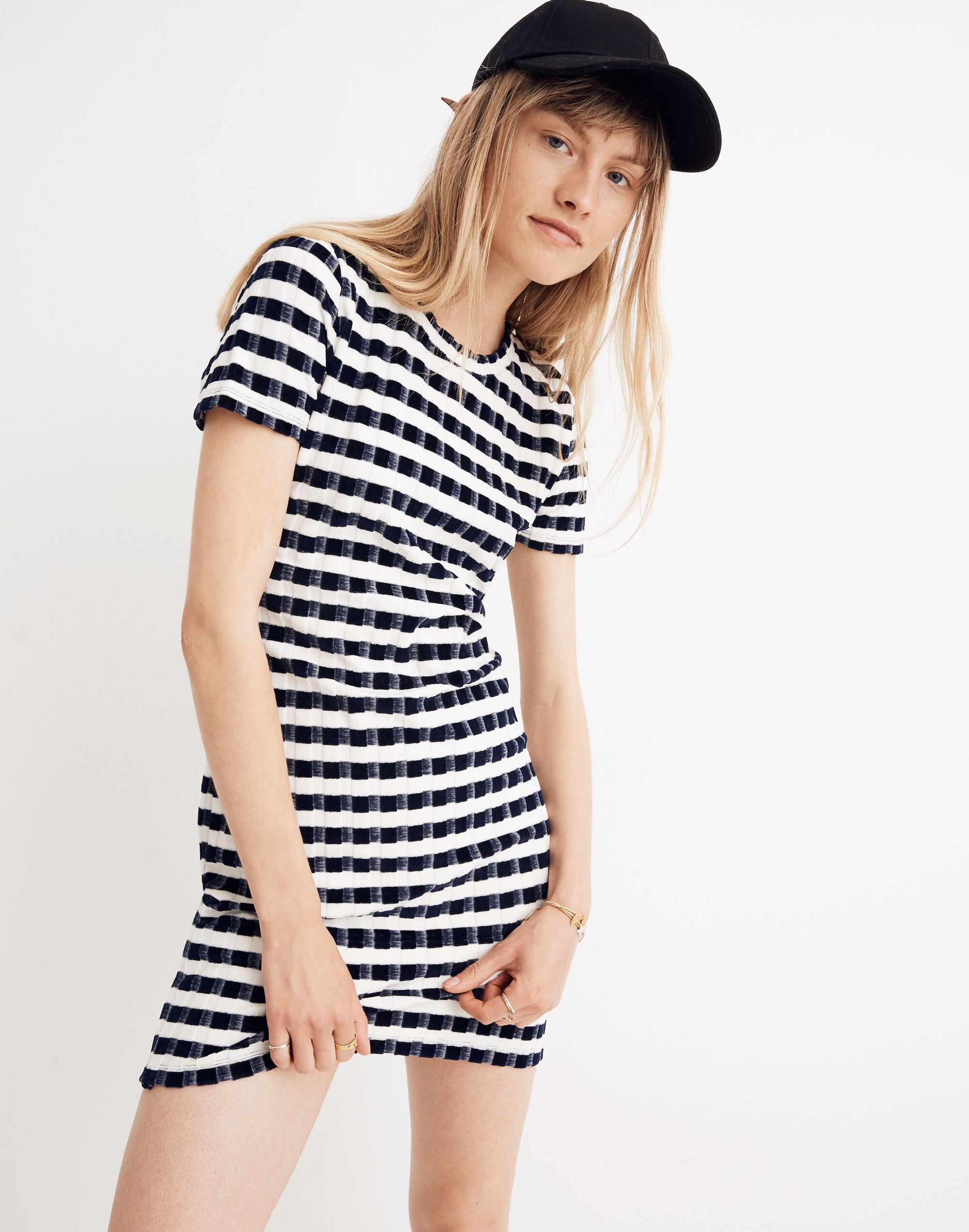 Velvet-Striped Tee Dress