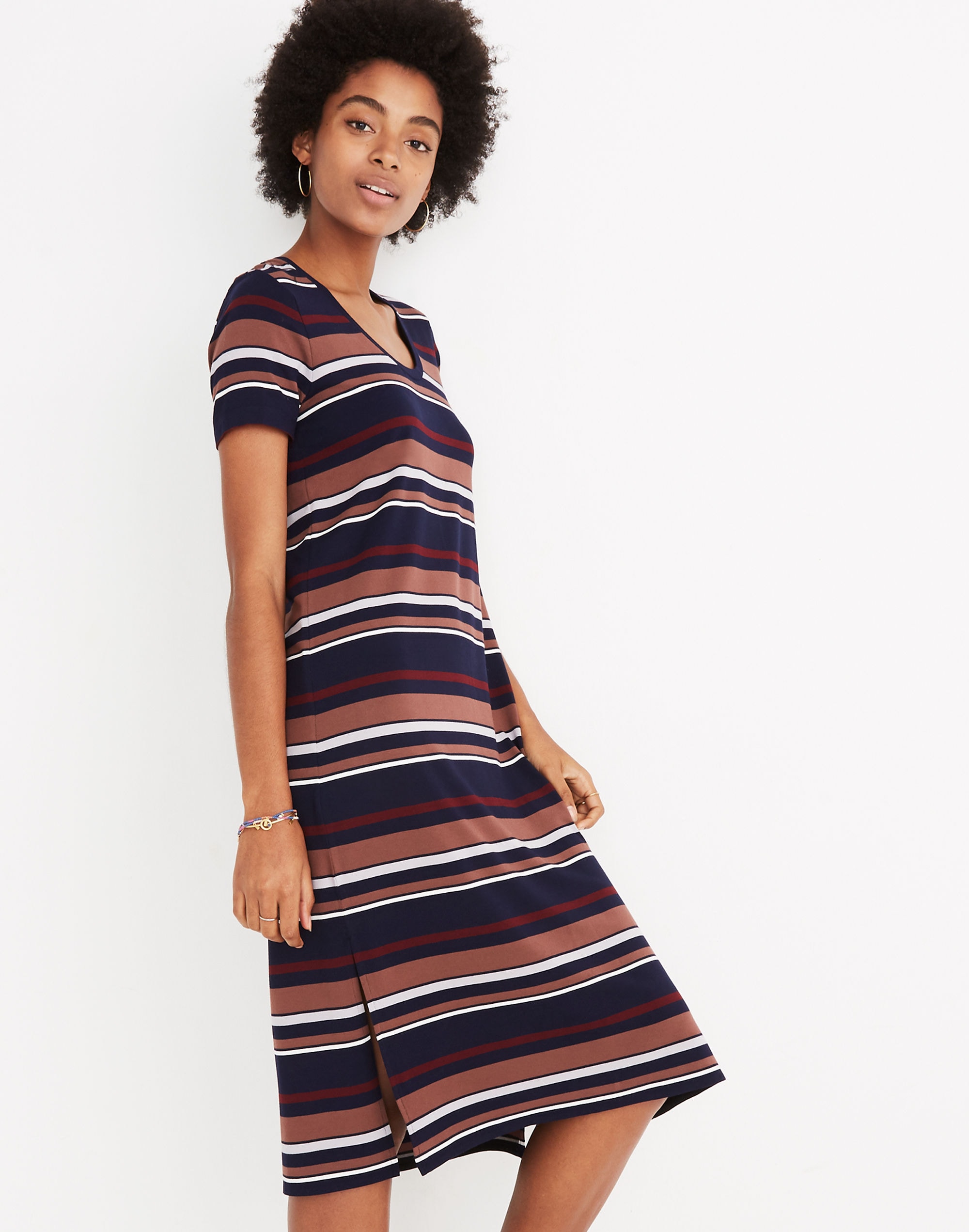 Striped U-Neck Tee Dress