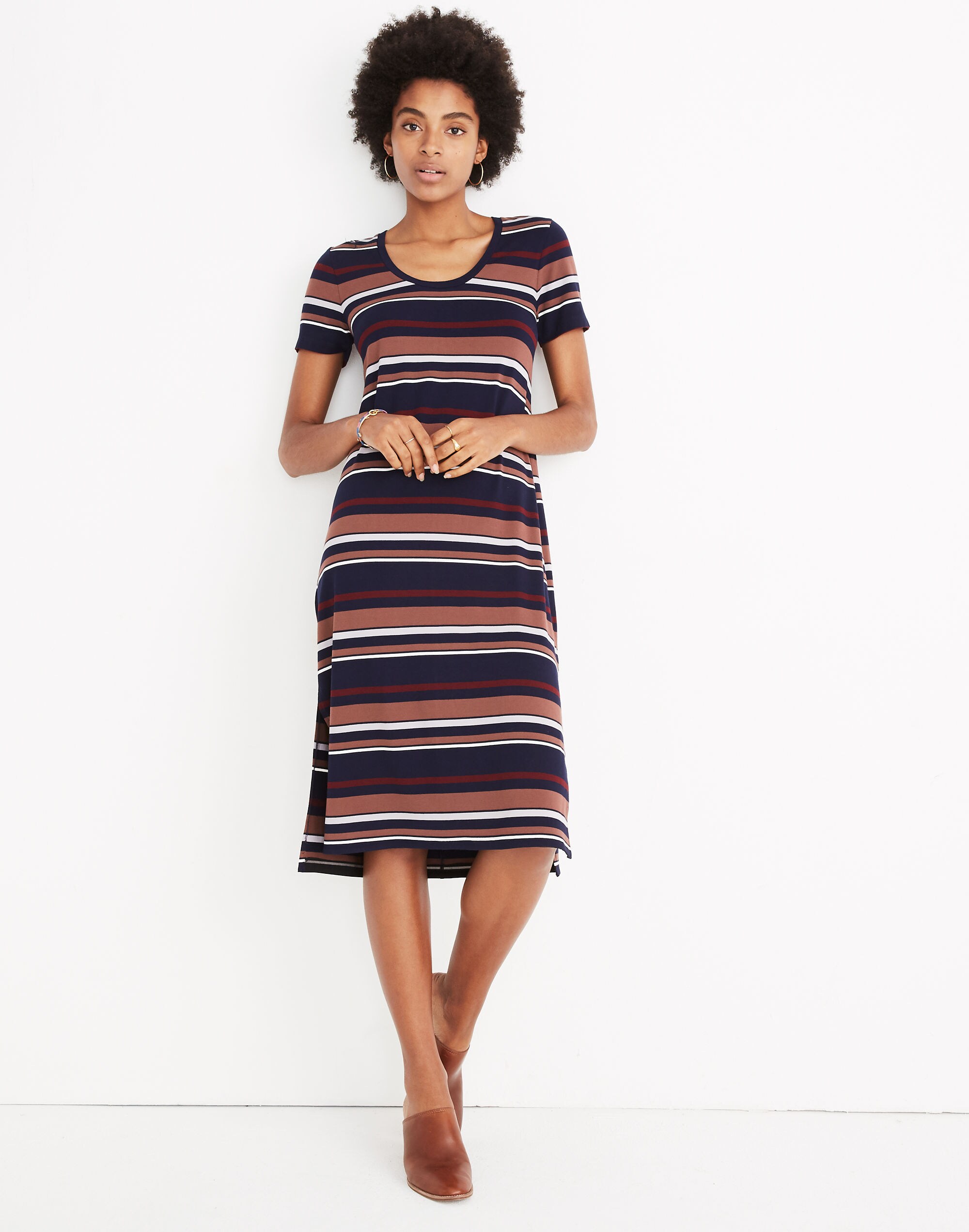 Striped U-Neck Tee Dress