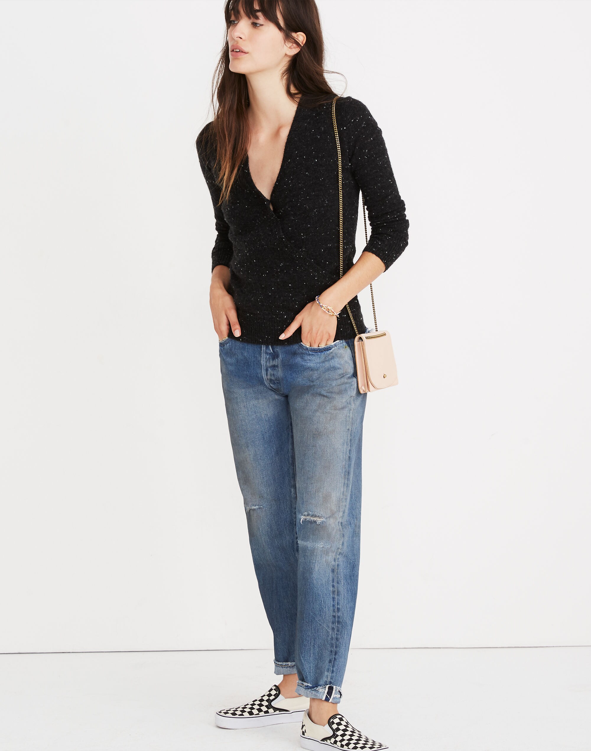 Donegal Wrap-Front Pullover Sweater in Coziest Yarn Madewell