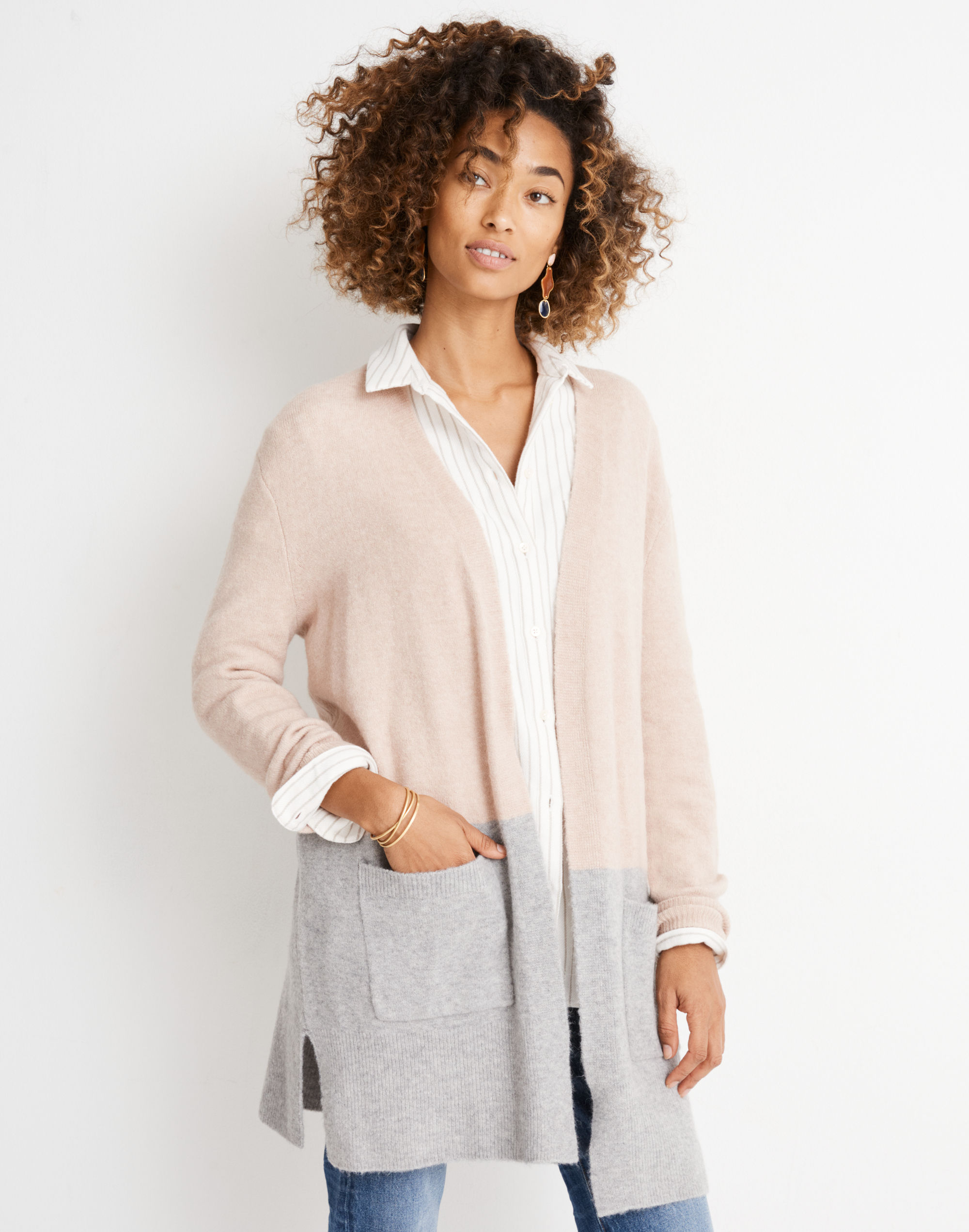 Kent Colorblock Cardigan Sweater in Coziest Yarn