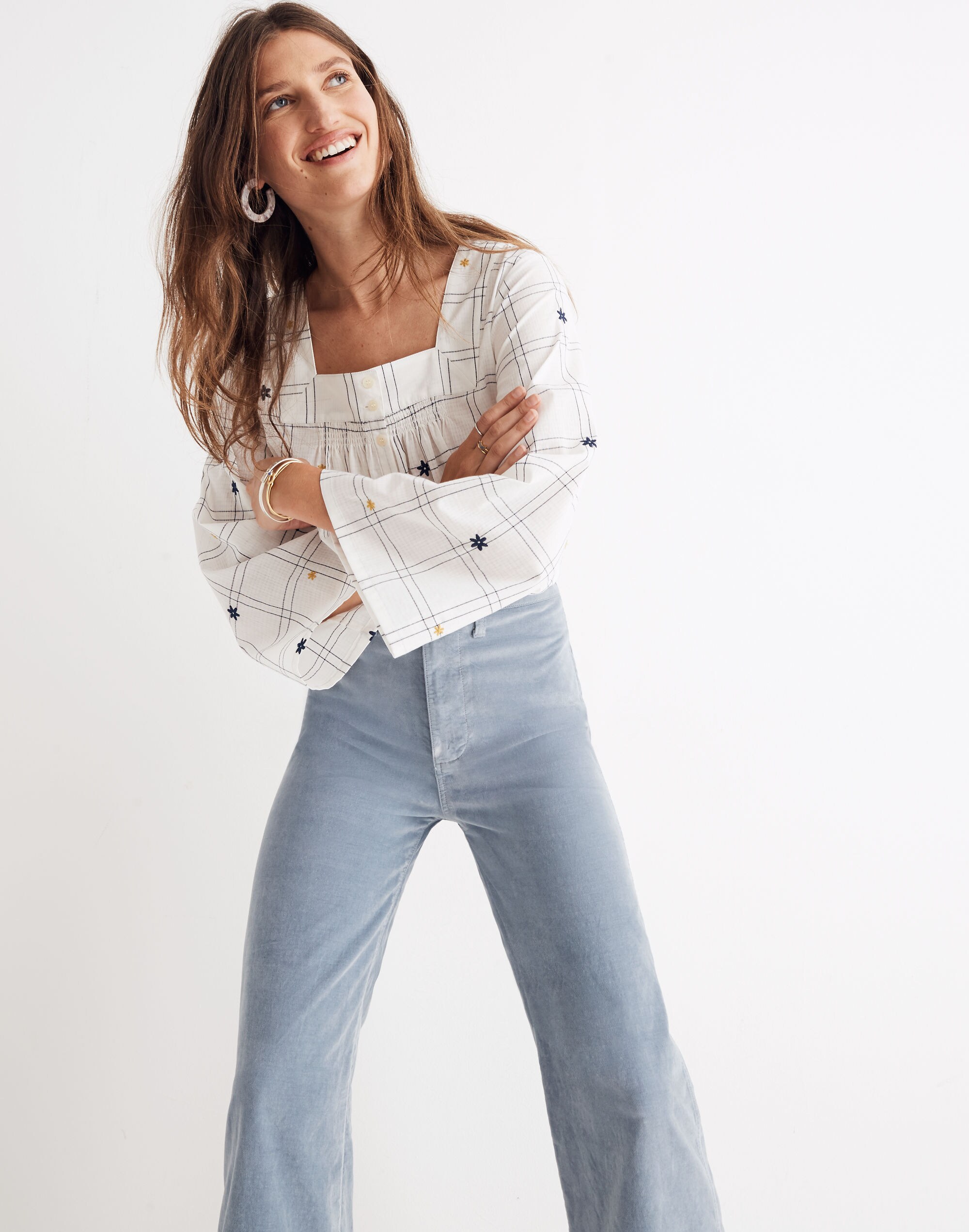 Emmett Wide-Leg Crop Pants in Velveteen