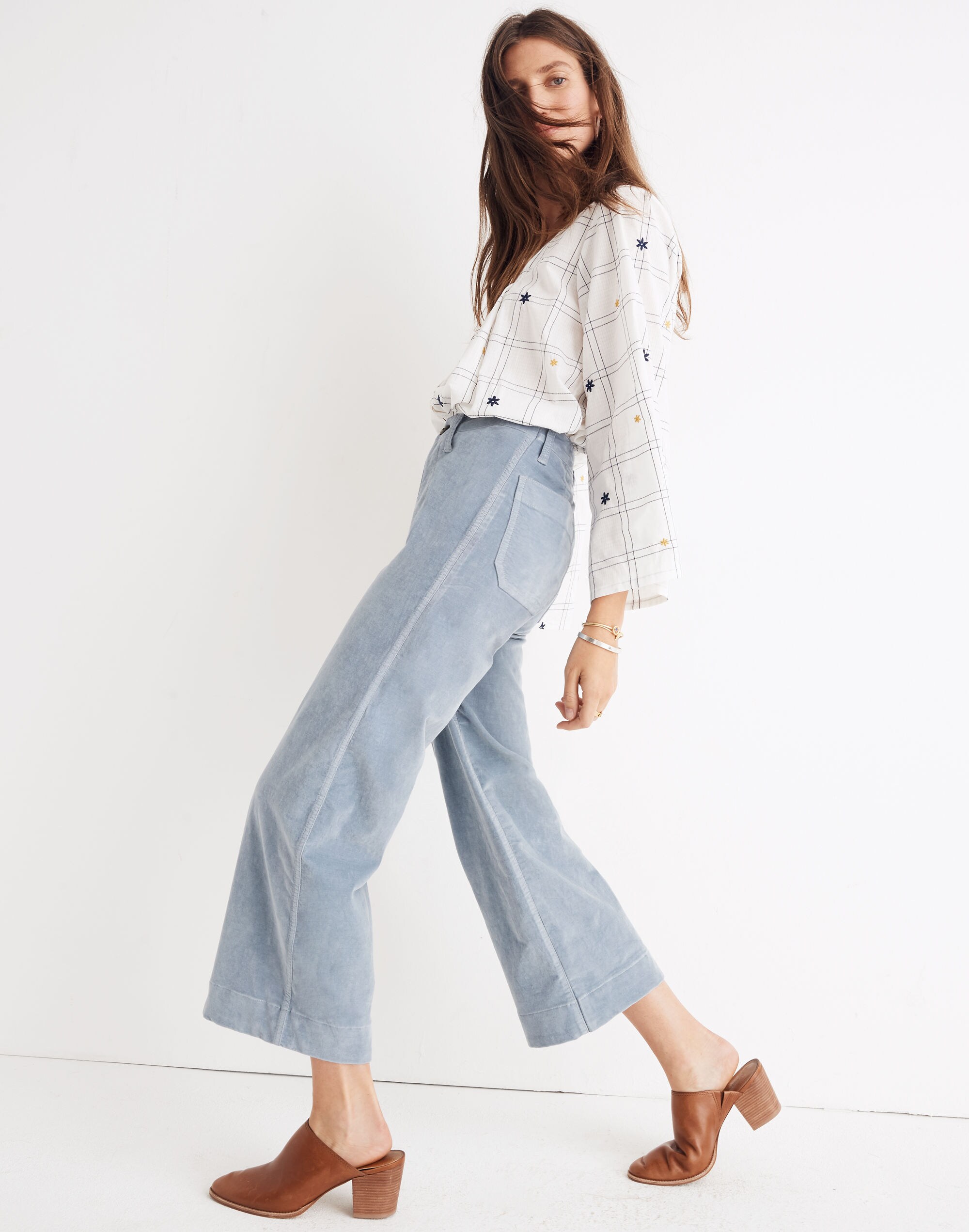 Emmett Wide-Leg Crop Pants in Velveteen