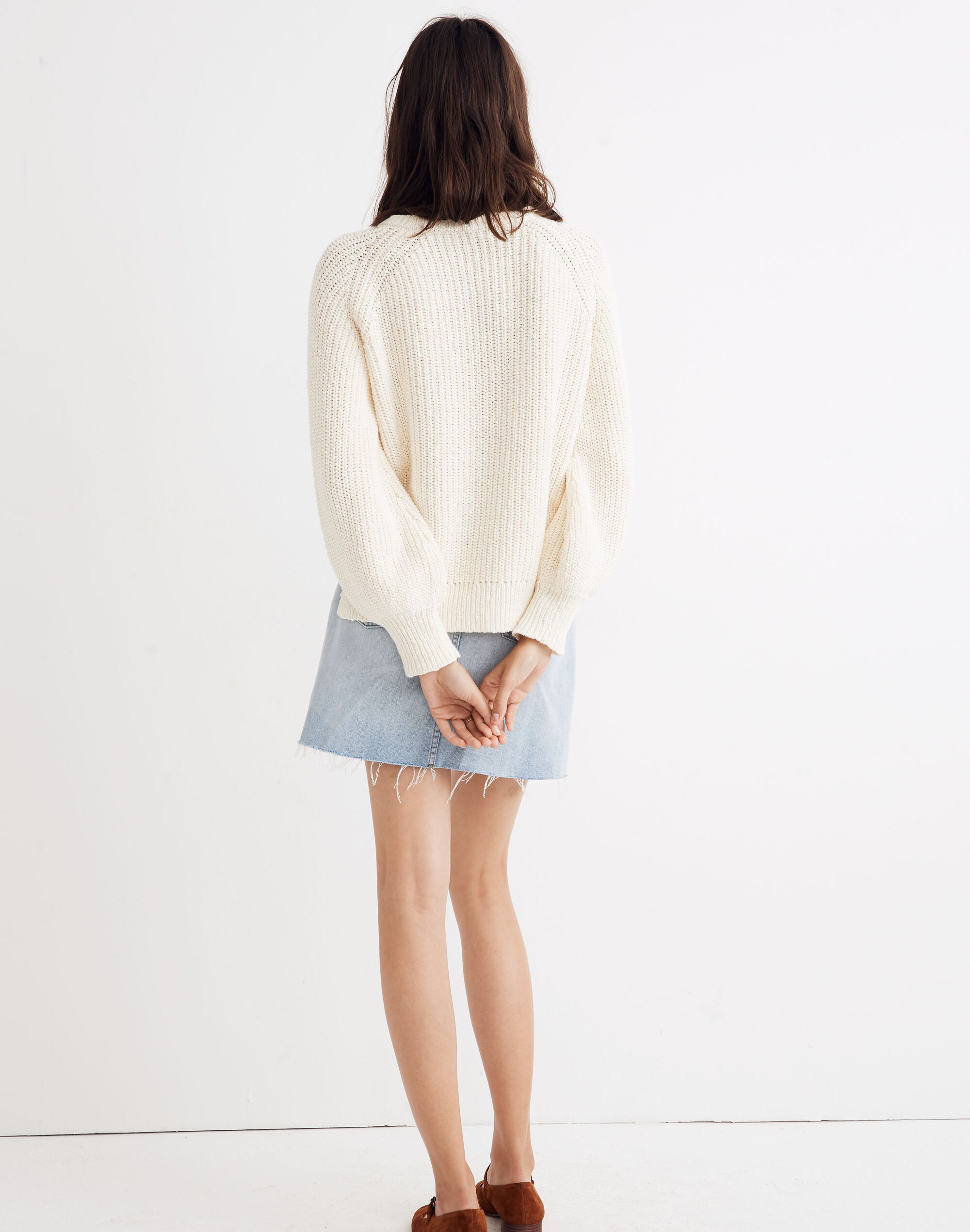 Balloon-Sleeve Pullover Sweater