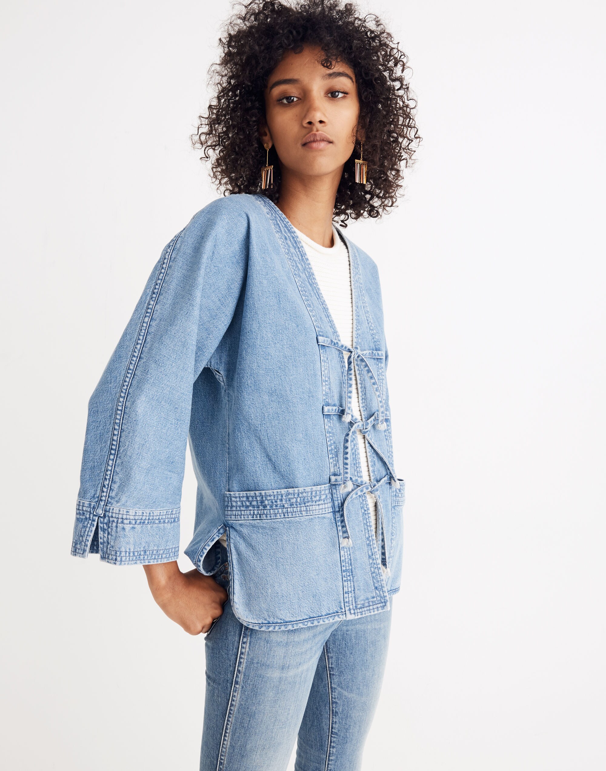 Denim Tie-Front Chore Jacket
