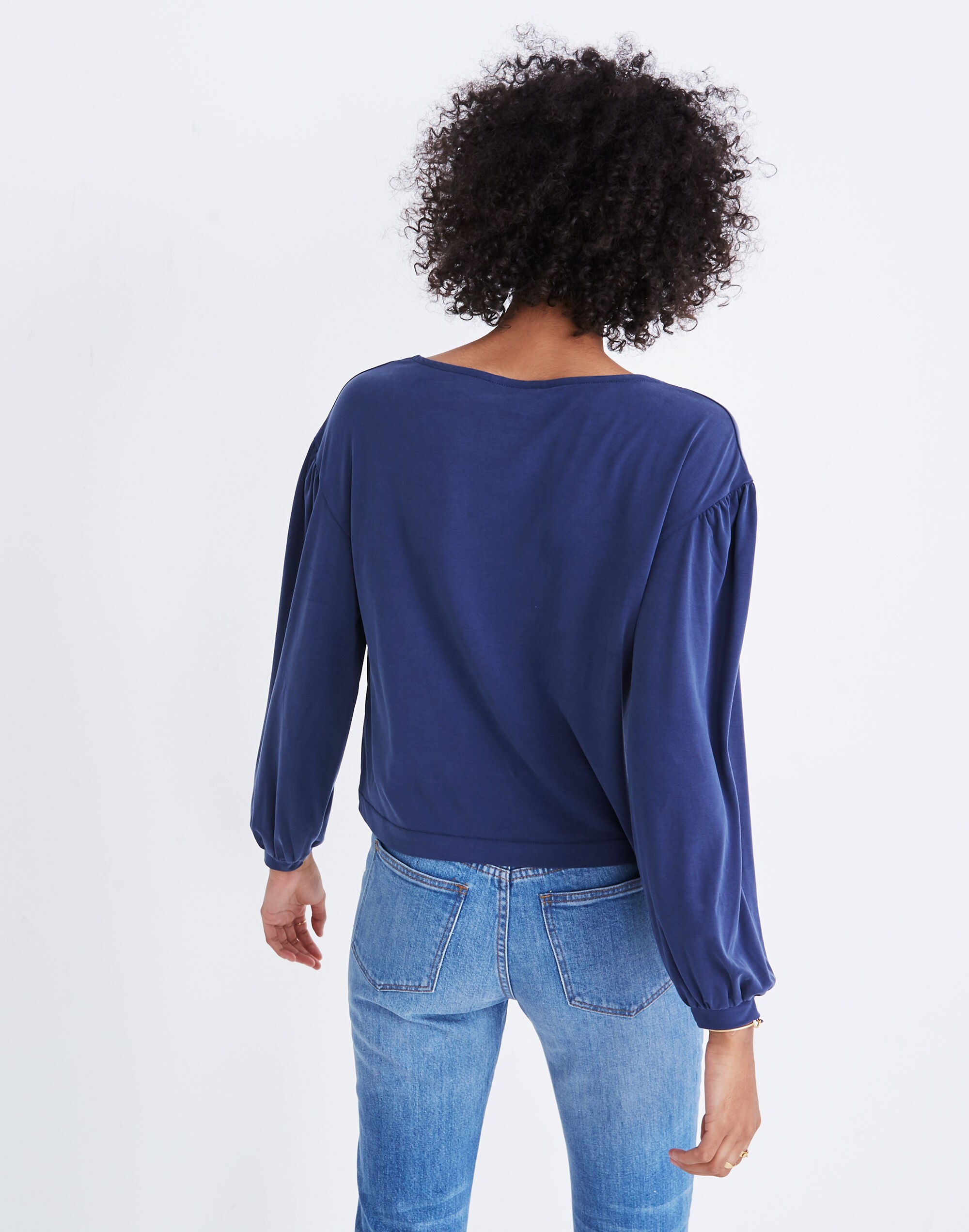 Sandwashed Gathered-Sleeve Top