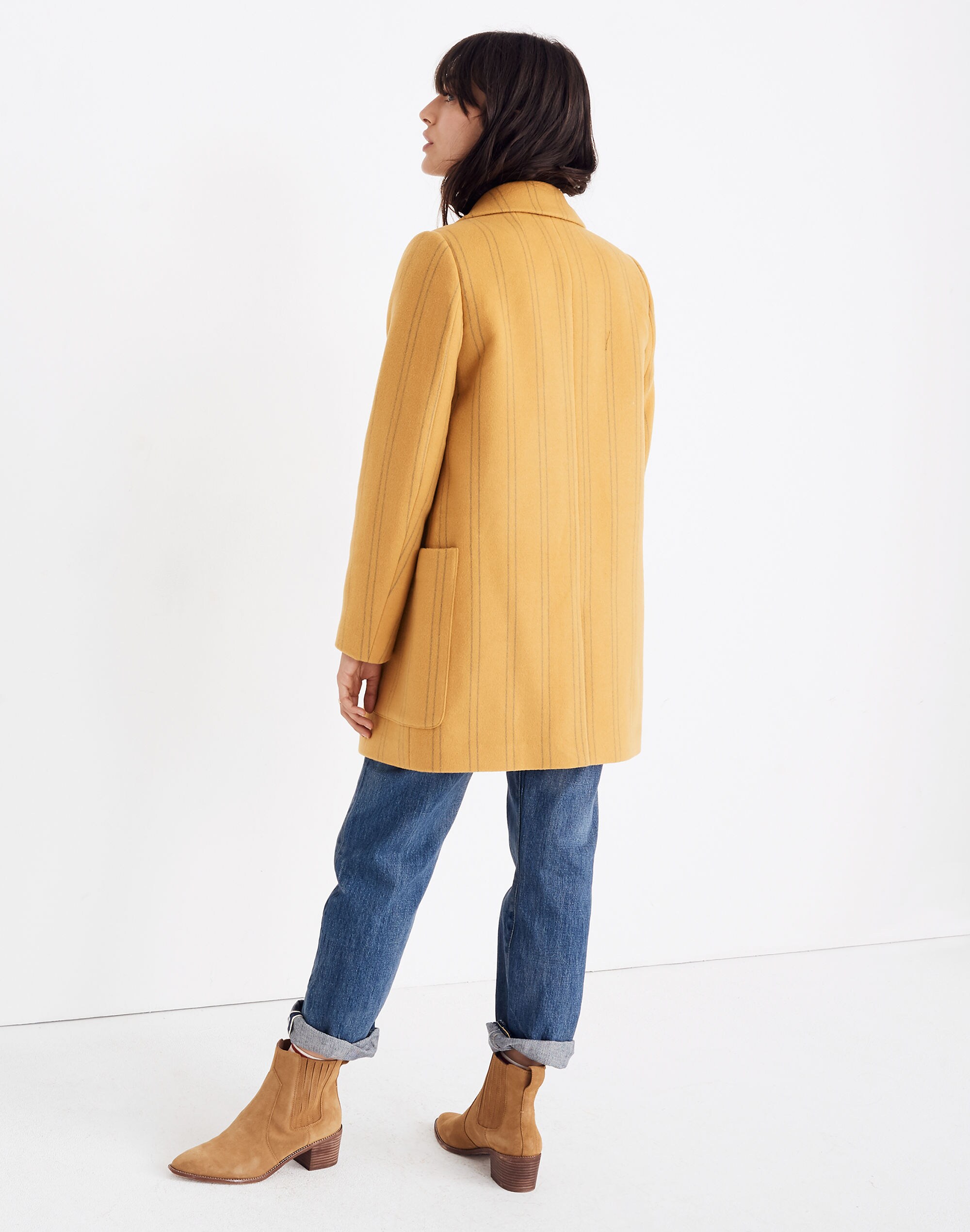 Hollis Double-Breasted Coat in Stripe