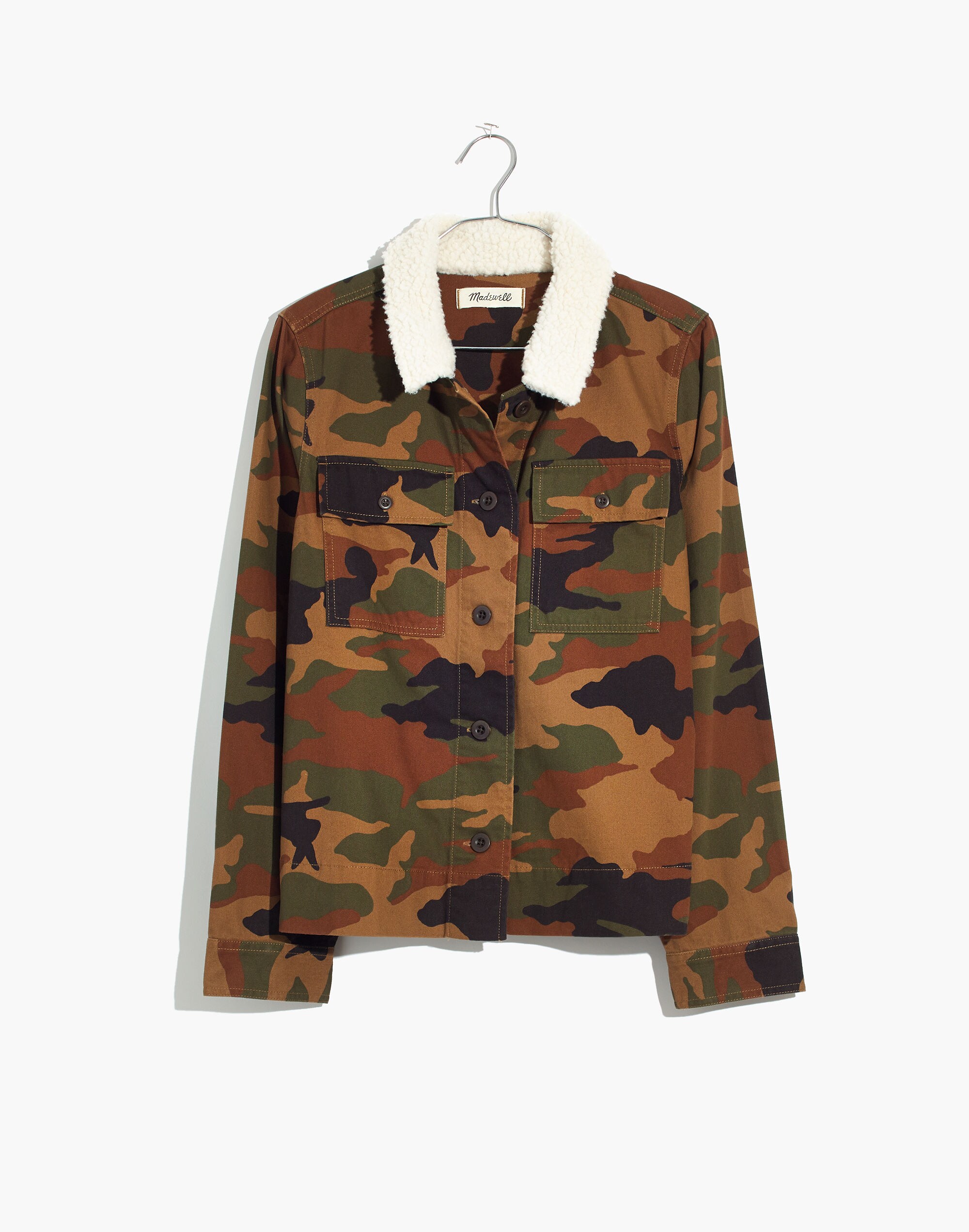 Northward Cropped Army Jacket in Cottontail Camo: Sherpa Edition