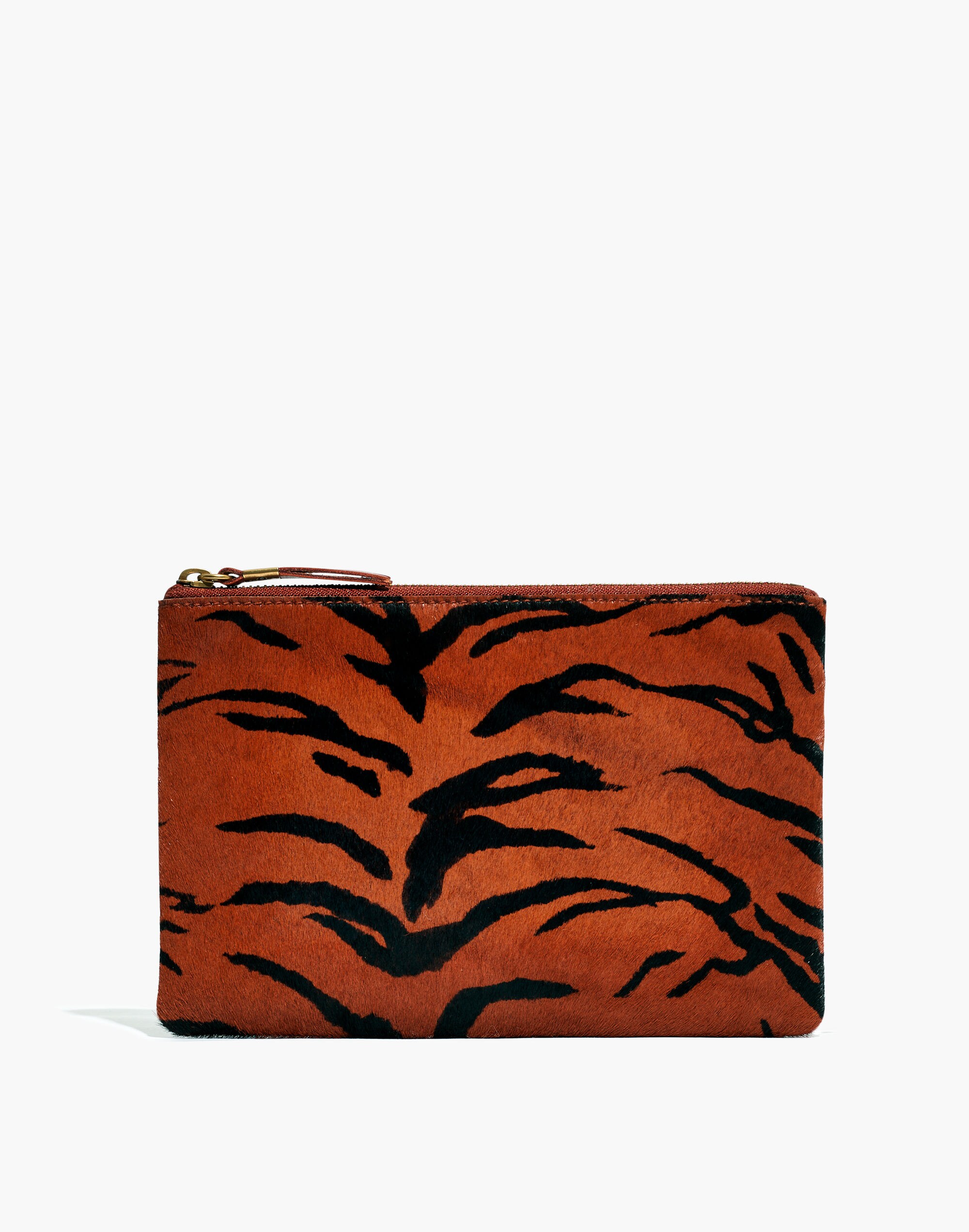 The Leather Pouch Clutch in Printed Calf Hair