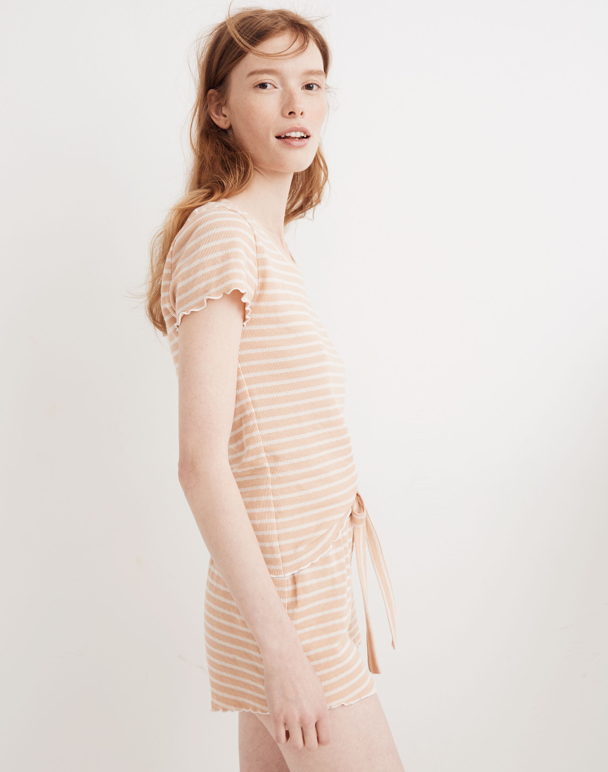 Ruffled Pajama Shorts in Stripe