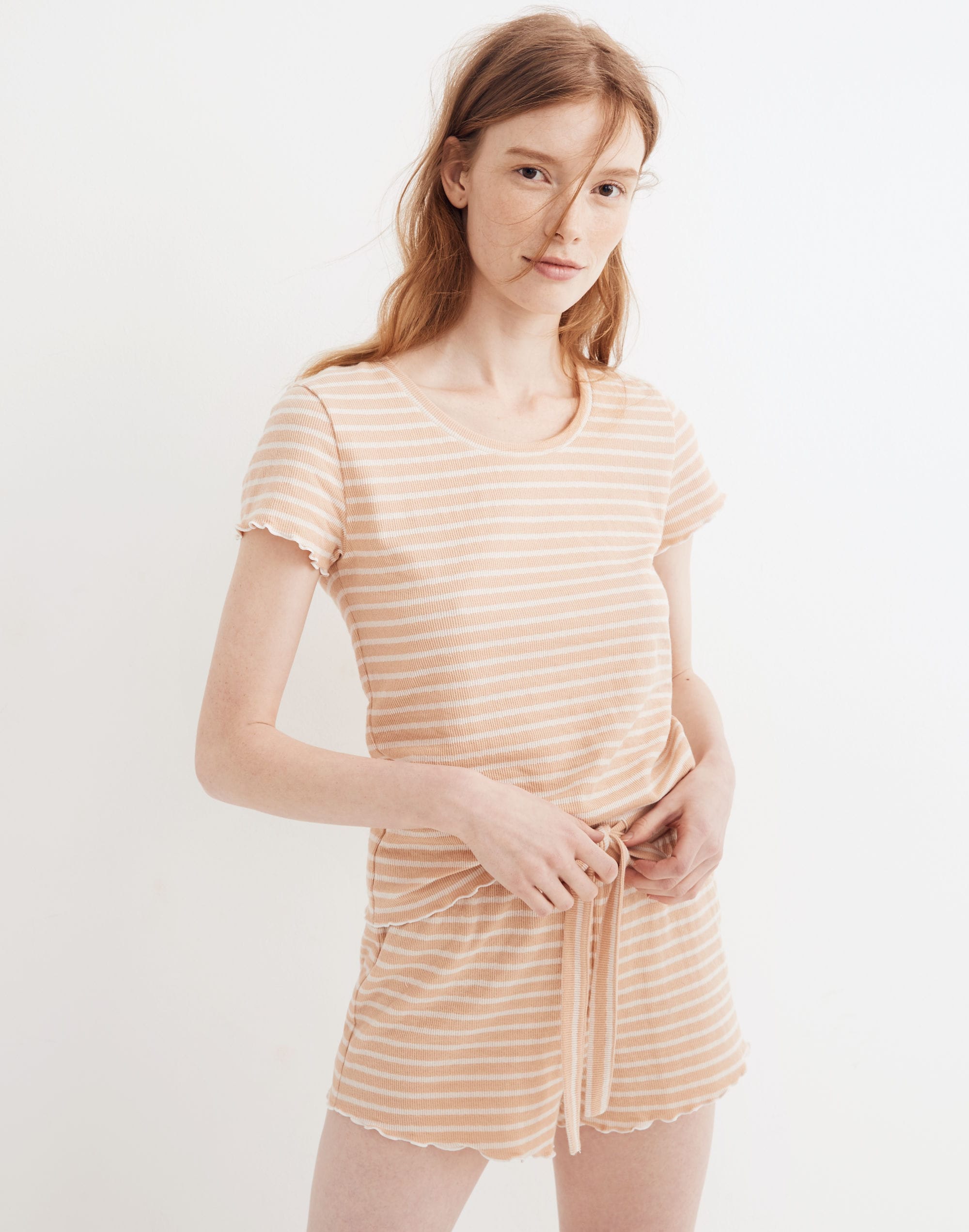 Ruffled Pajama Shorts in Stripe