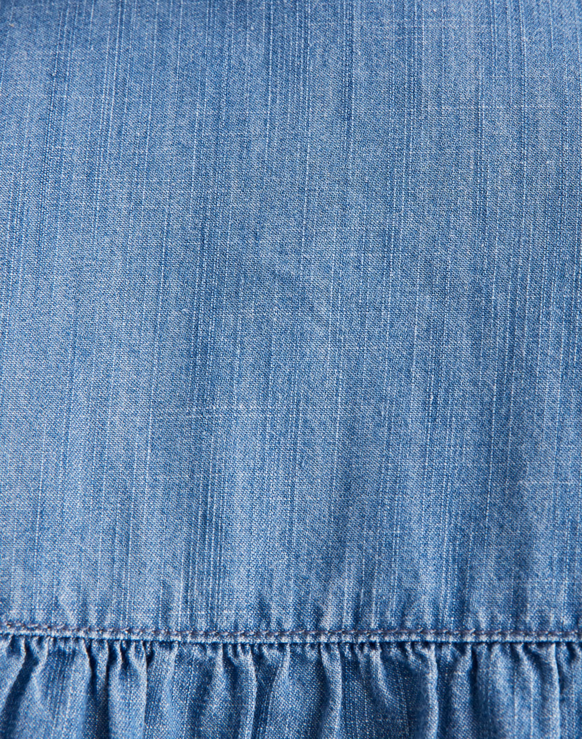 Denim Seamed Button-Down Shirt