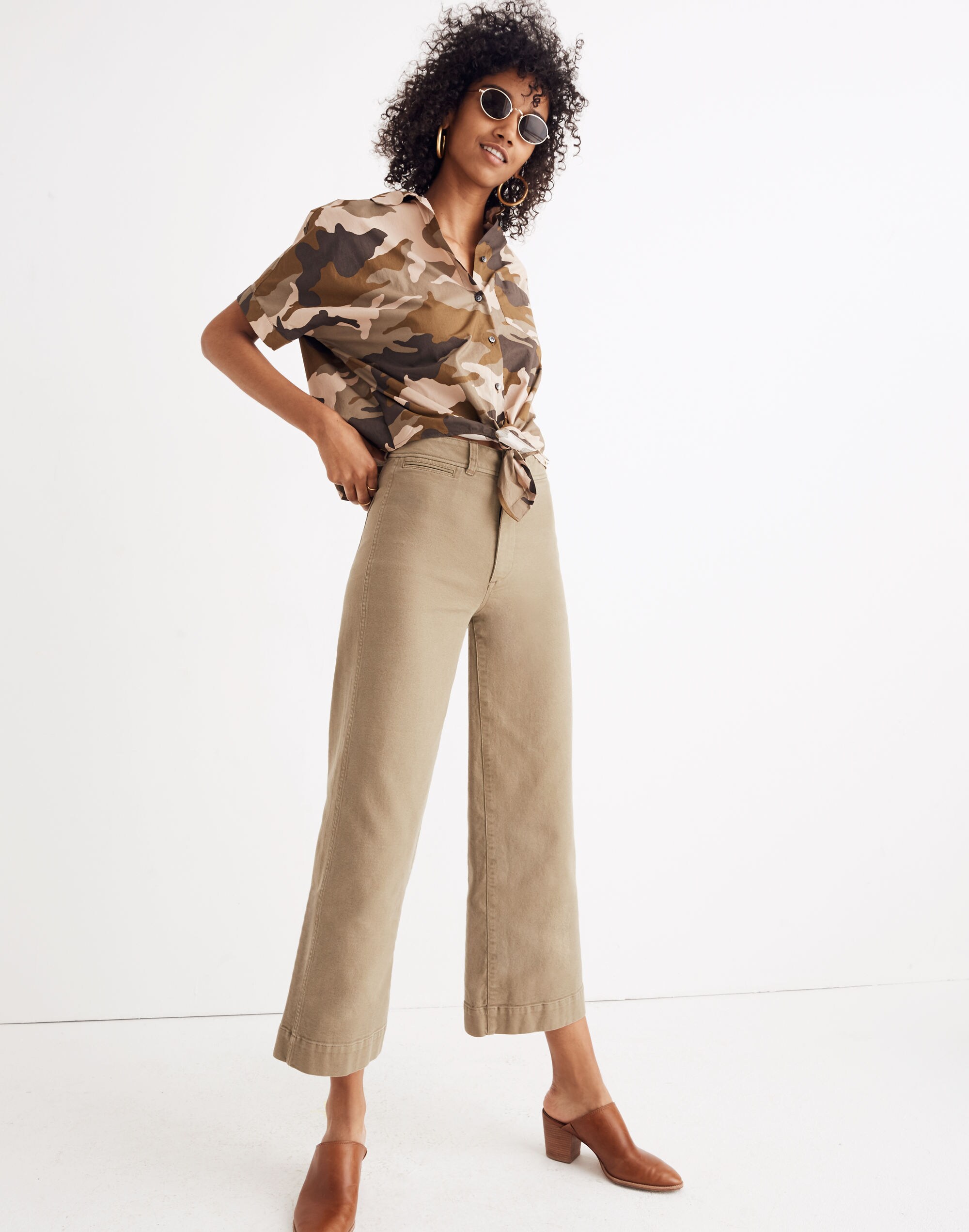Short-Sleeve Tie-Front Shirt in Cottontail Camo
