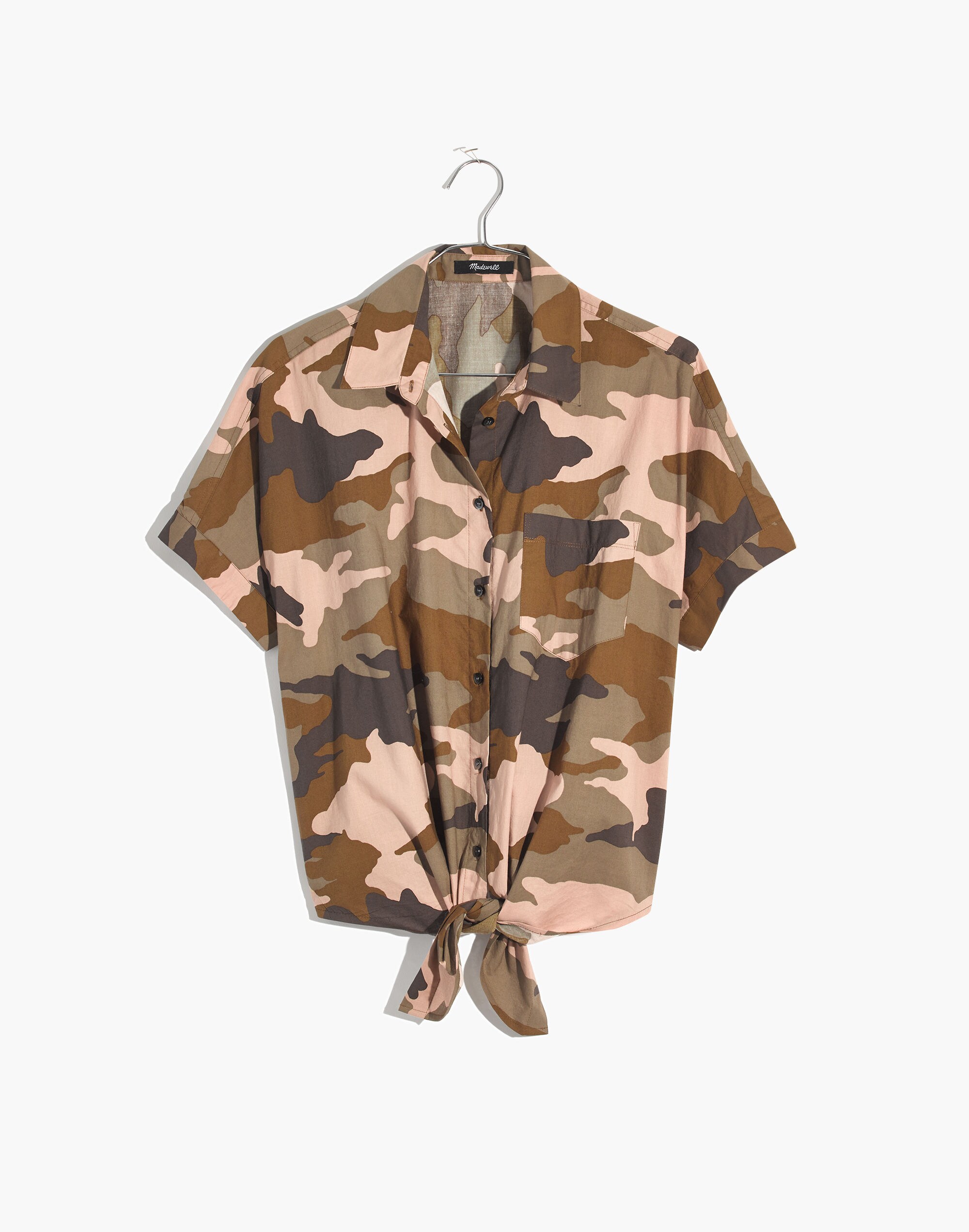 Short-Sleeve Tie-Front Shirt in Cottontail Camo