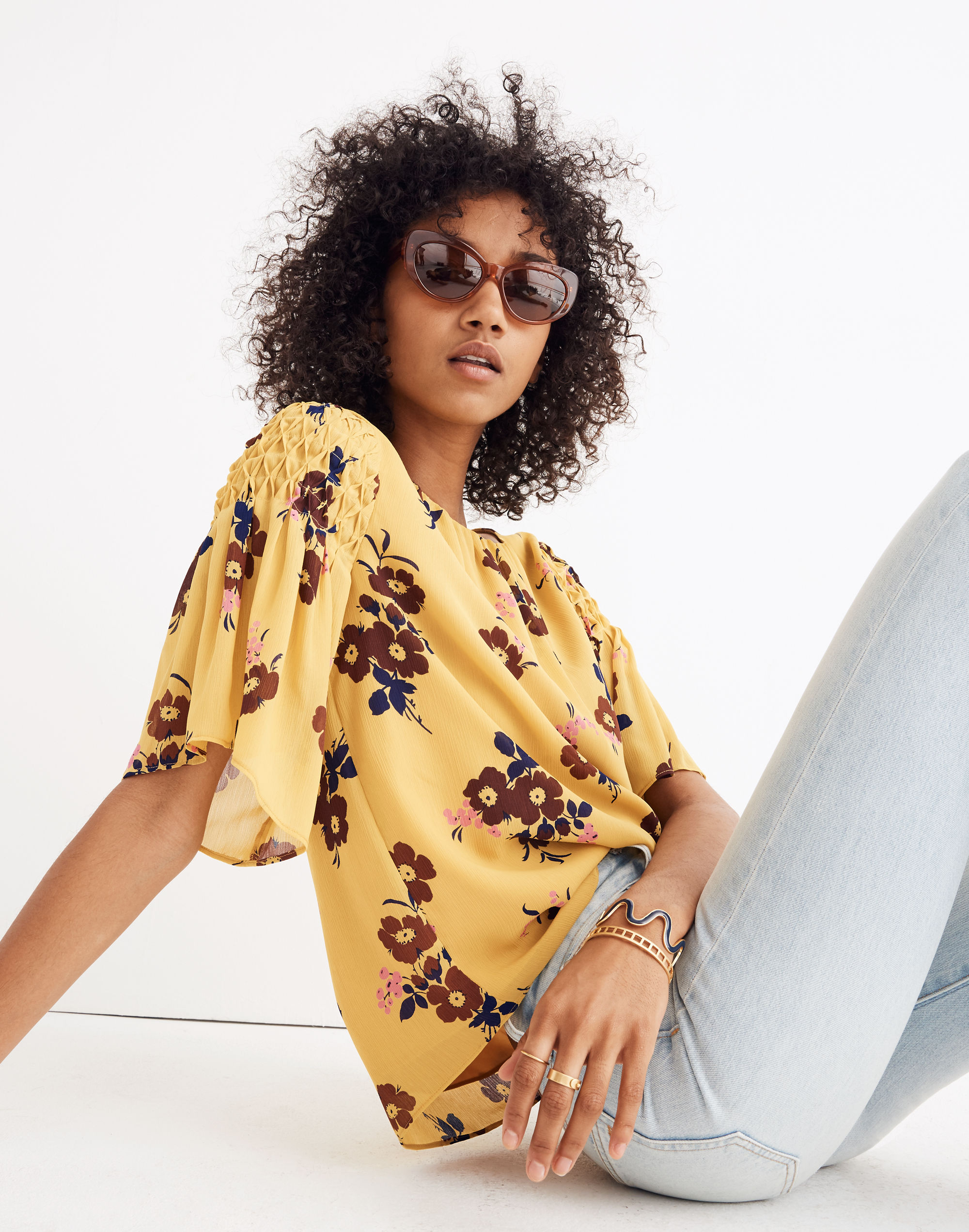 Pleated Cascade Top in Retro Bouquet | Madewell