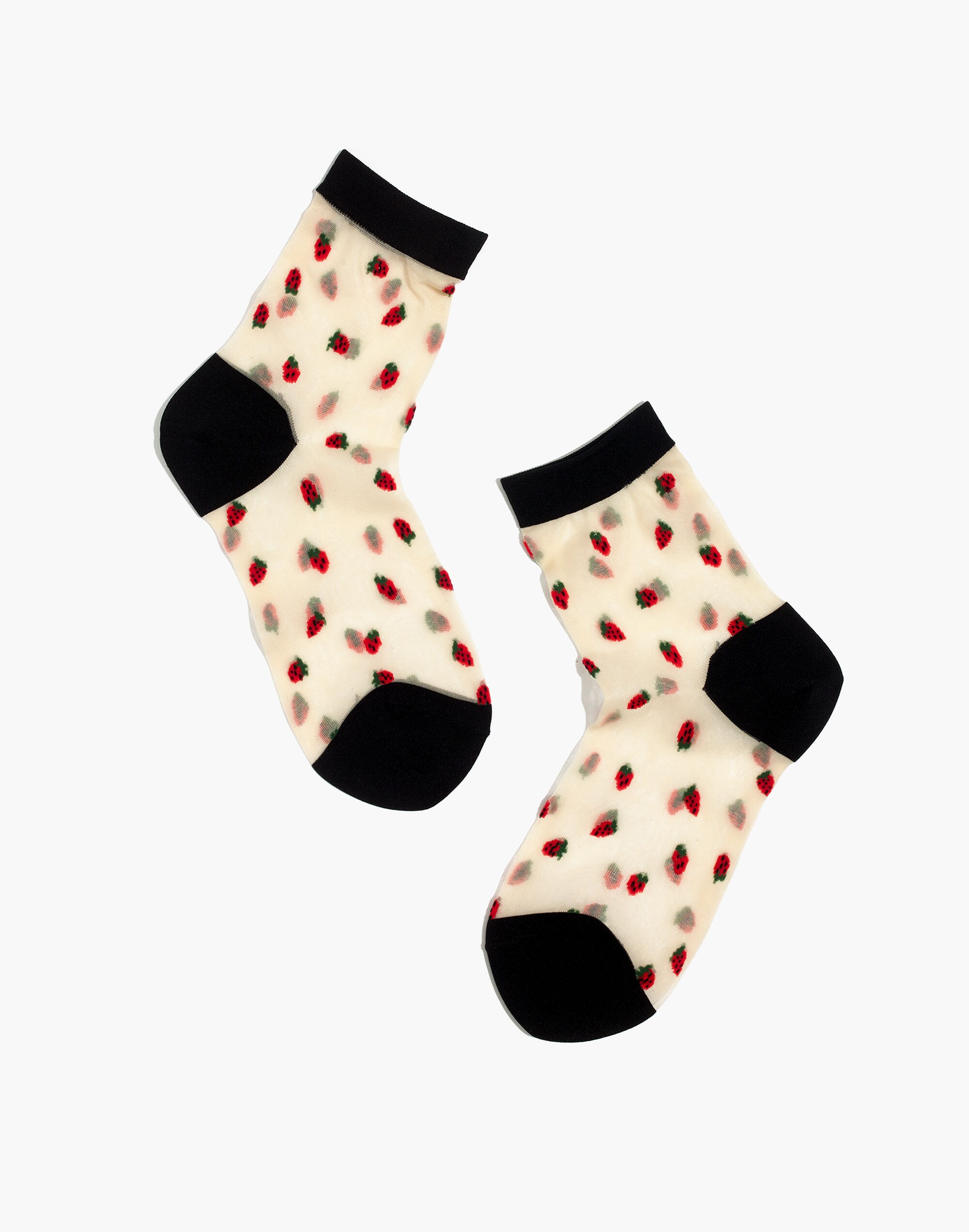 Madewell x Hansel from Basel&trade; Sheer Crew Socks in Fresh Strawberries