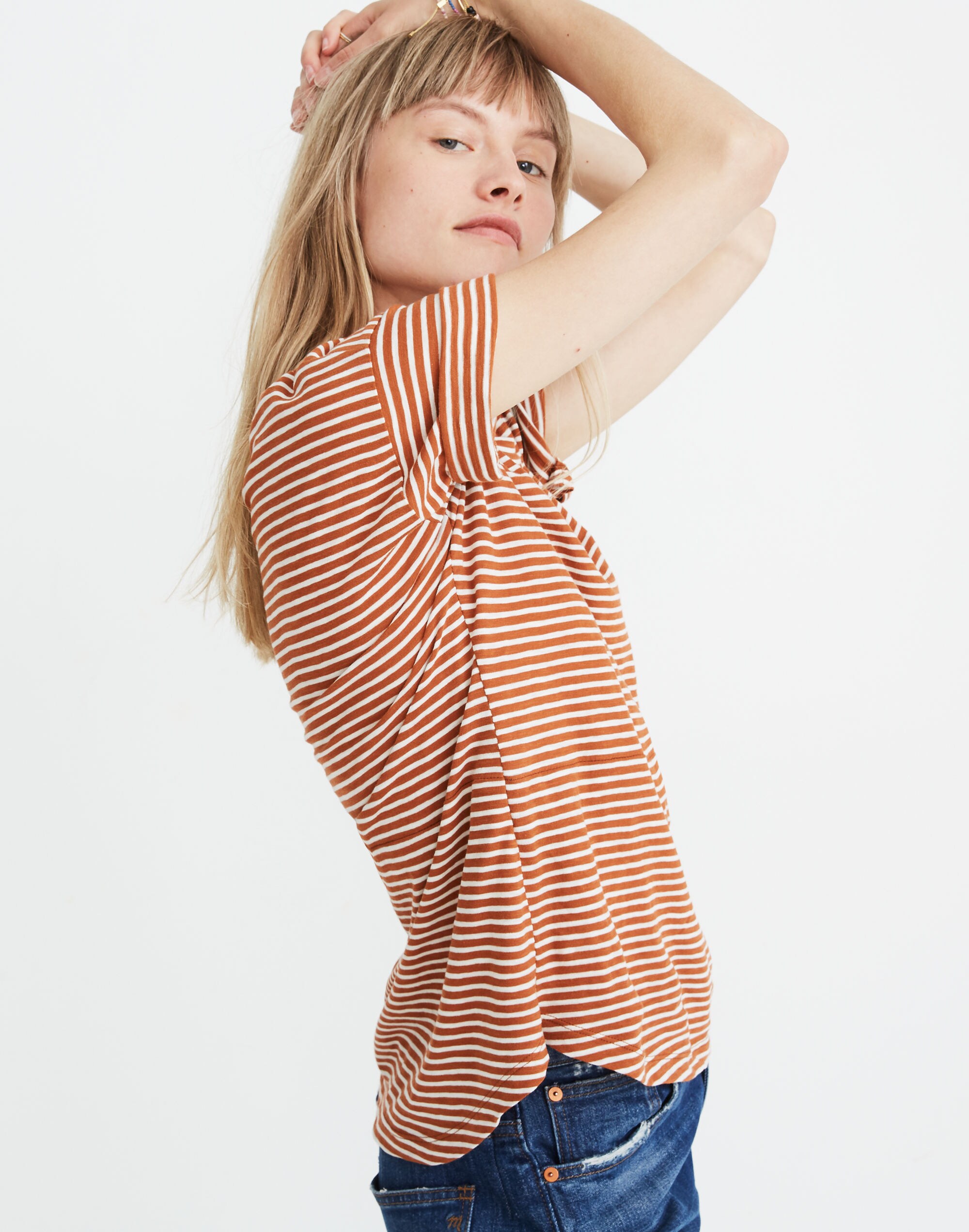 Whisper Cotton Crewneck Tee in Daniela Stripe