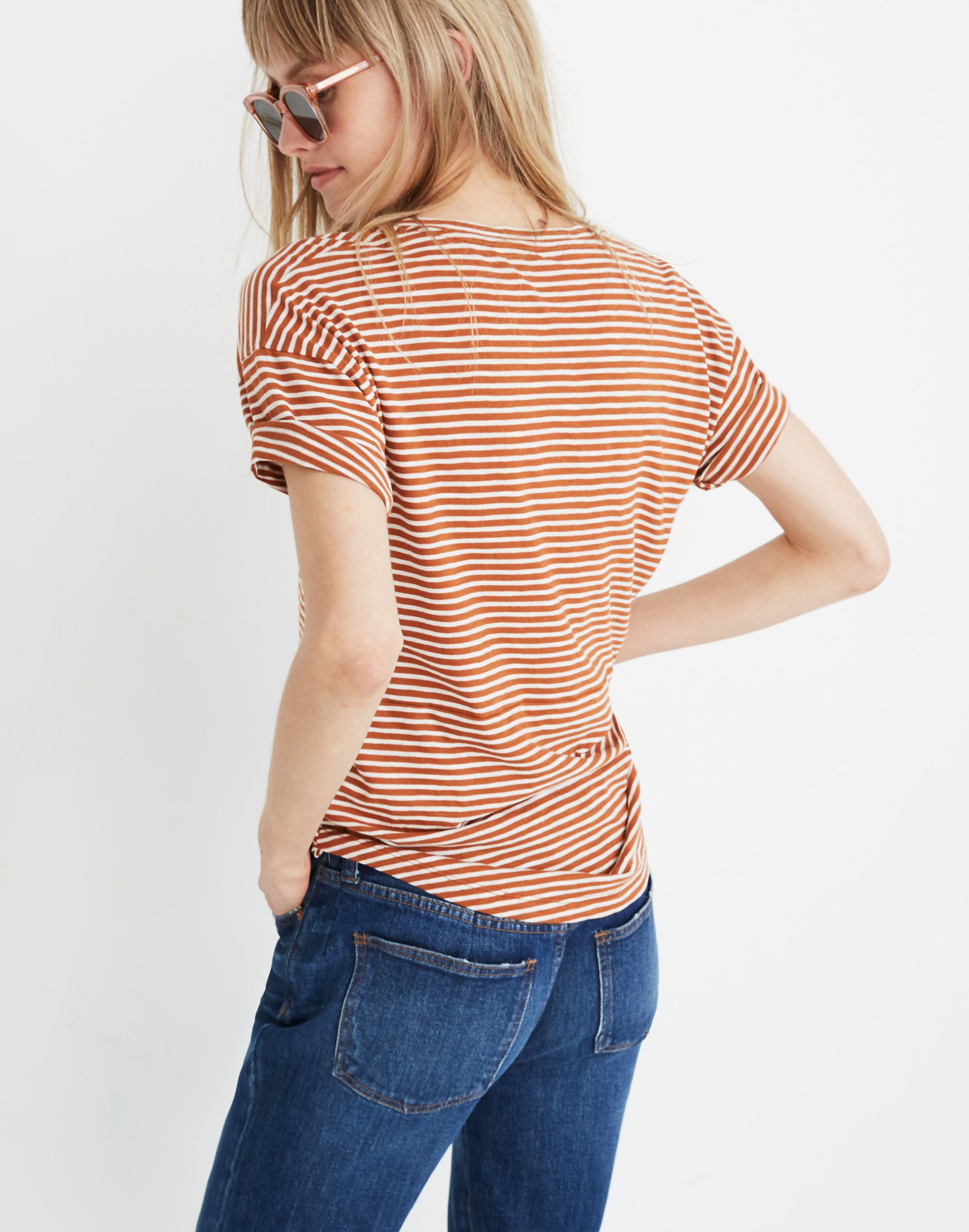 Whisper Cotton Crewneck Tee in Daniela Stripe