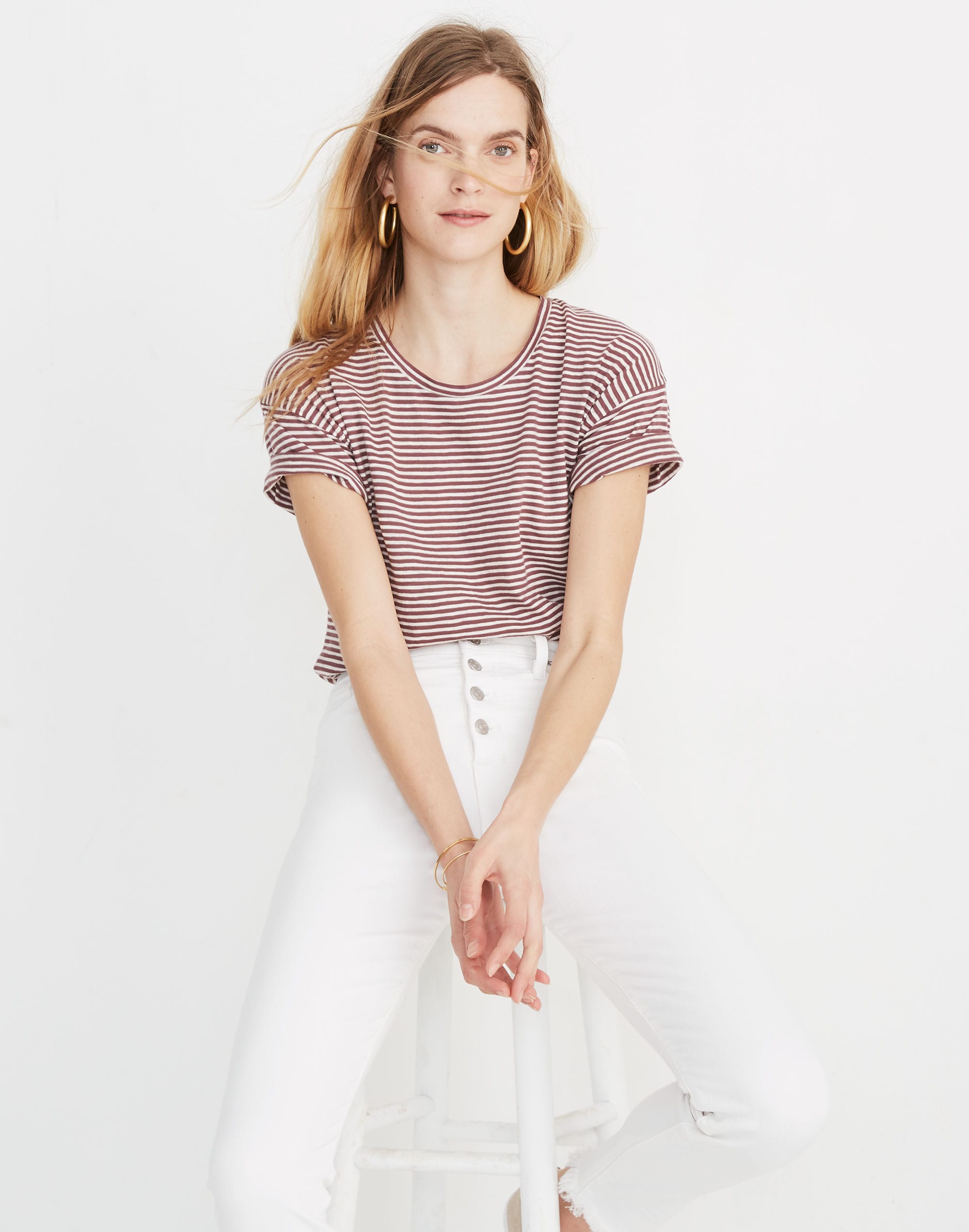 Whisper Cotton Crewneck Tee in Daniela Stripe