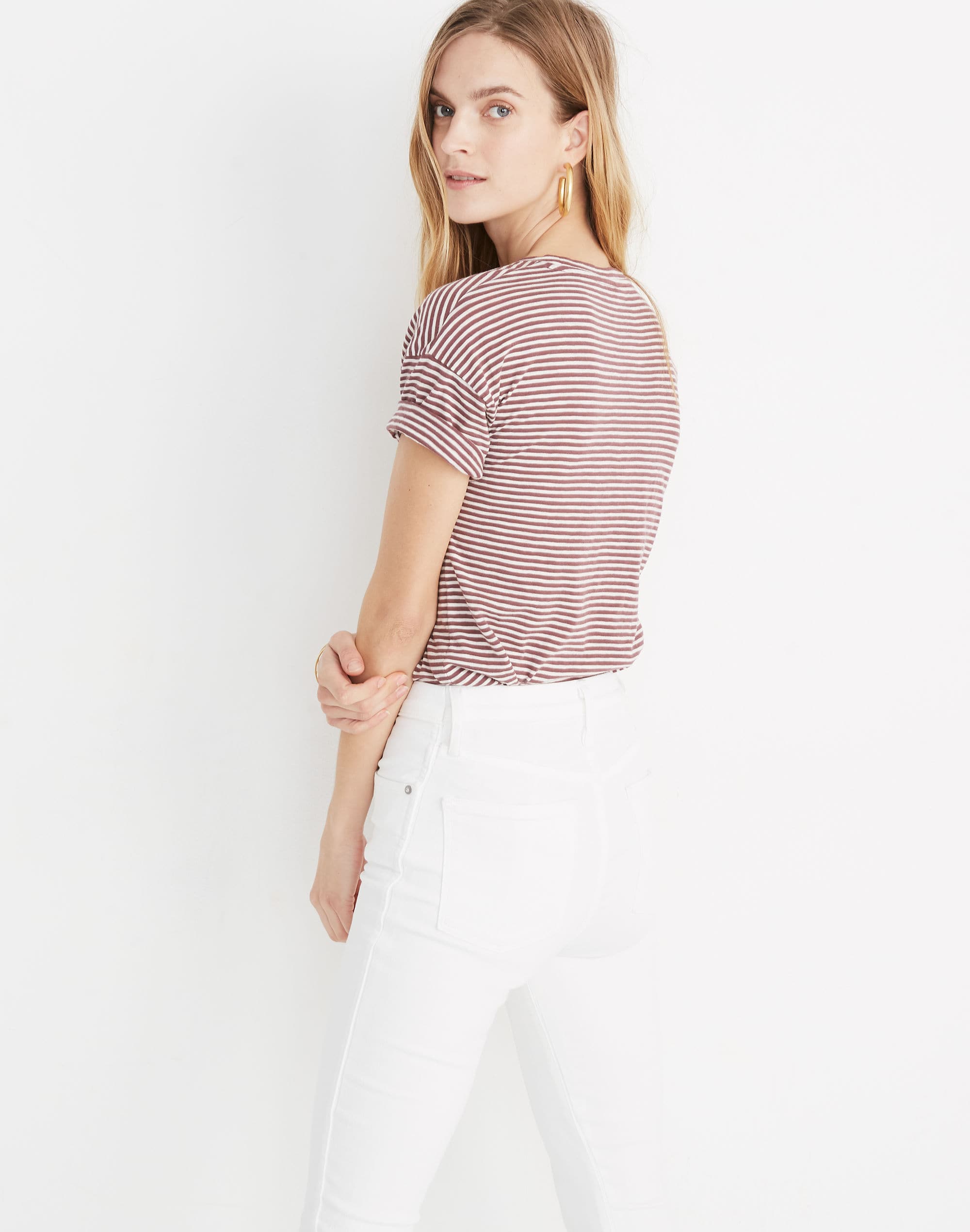 Whisper Cotton Crewneck Tee in Daniela Stripe