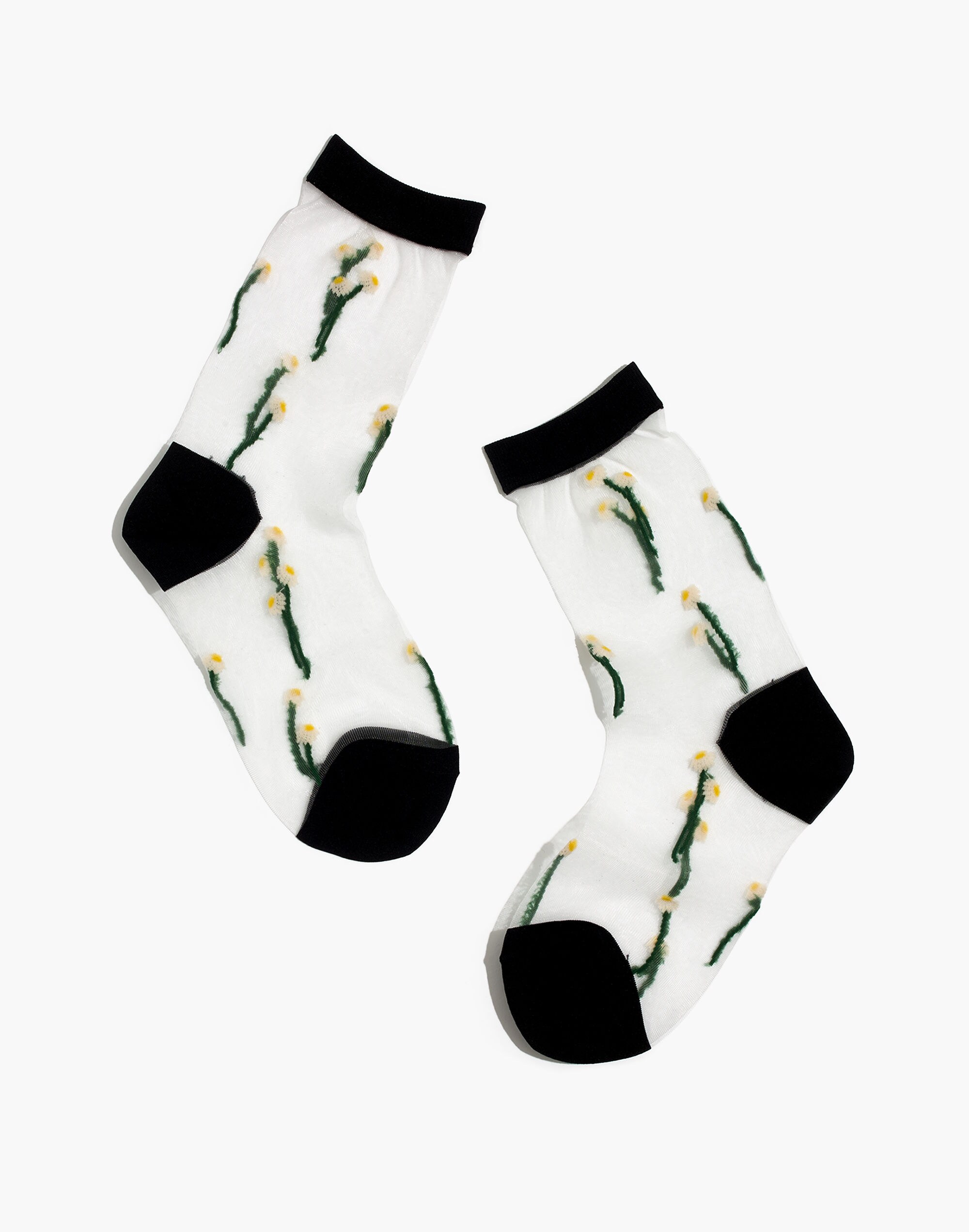 Madewell x Hansel from Basel&trade; Sheer Crew Socks in Daisies
