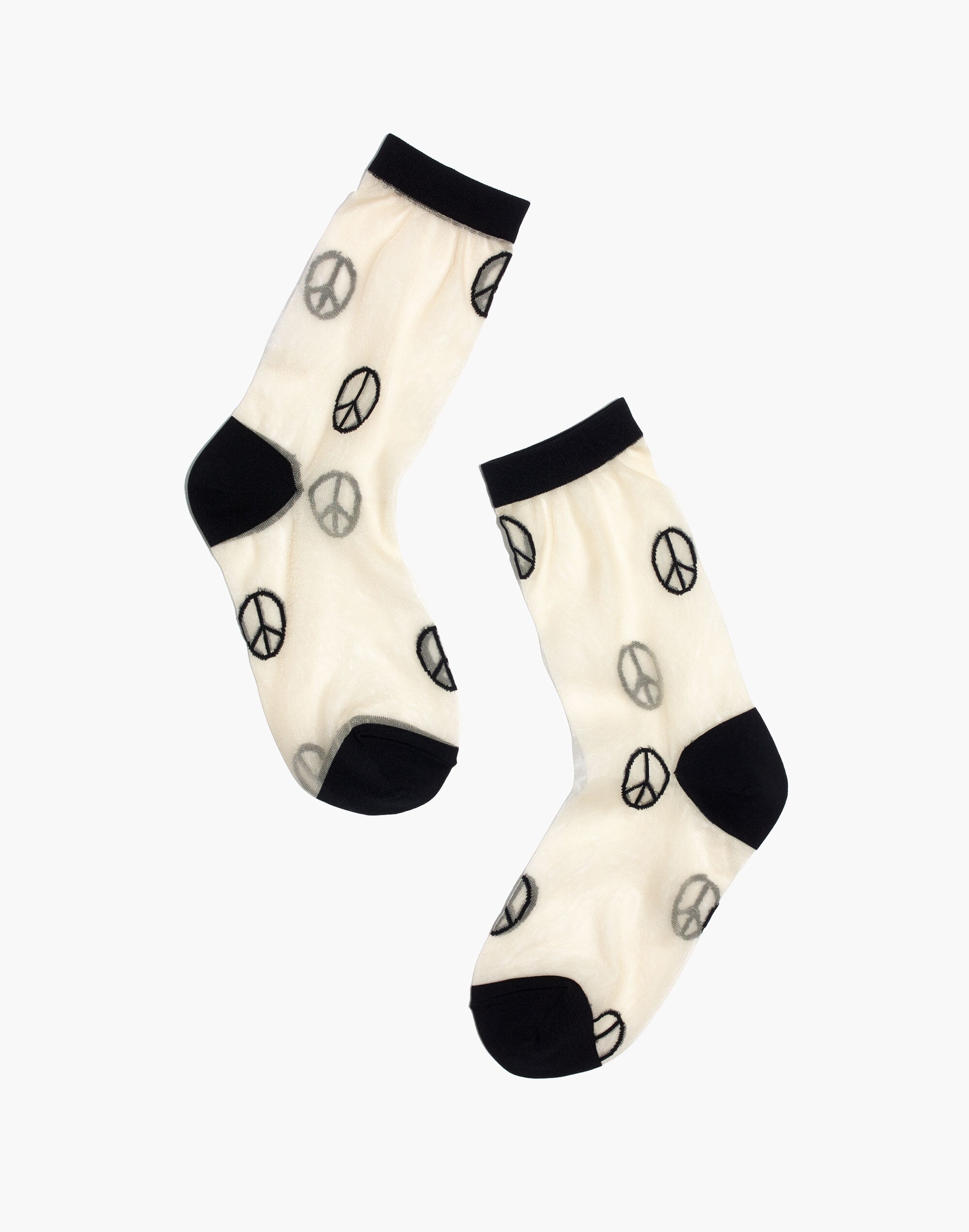 madewell x hansel from basel&trade; sheer crew socks in peace signs