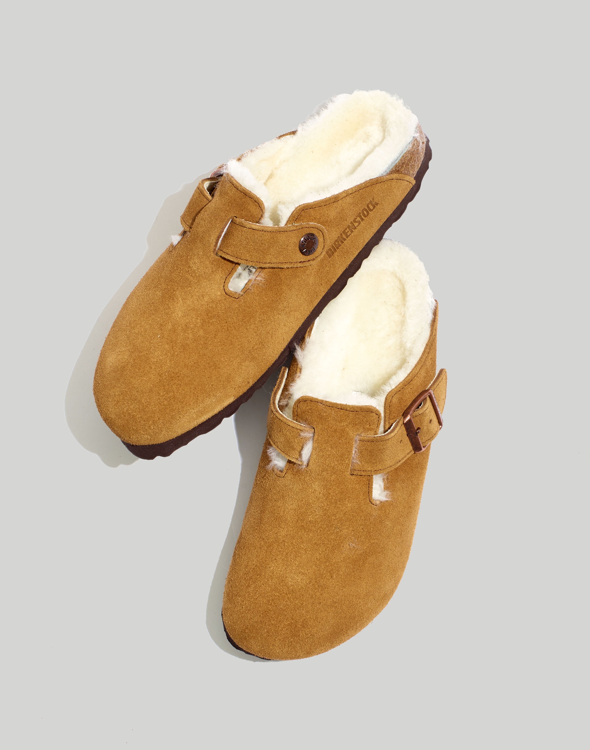 Suede Boston Clogs in Shearling
