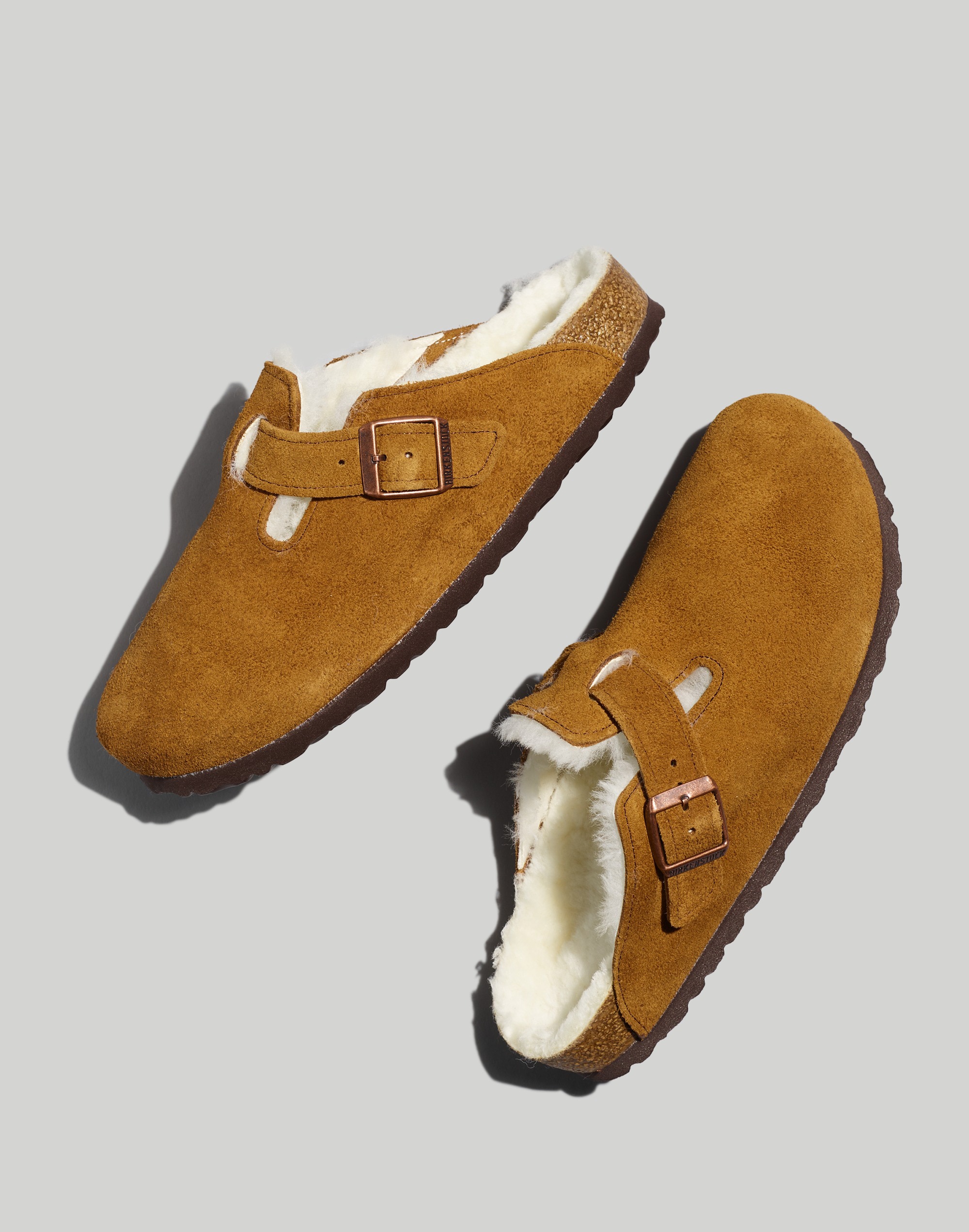 Birkenstock&reg; Suede Boston Clogs in Shearling