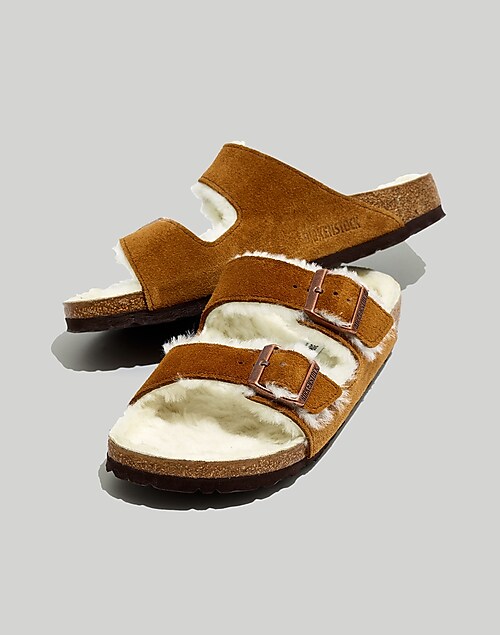 Suede Arizona Sandals in Shearling