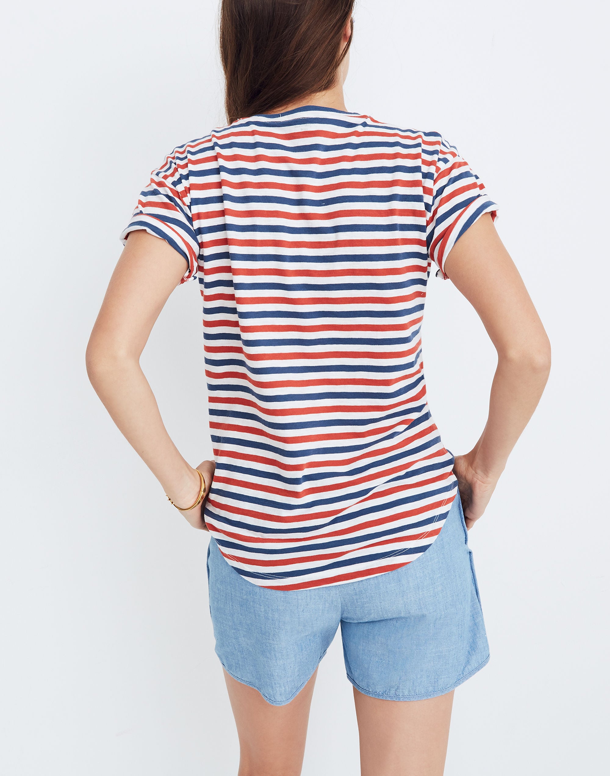 Whisper Cotton Crewneck Tee in Franklin Stripe
