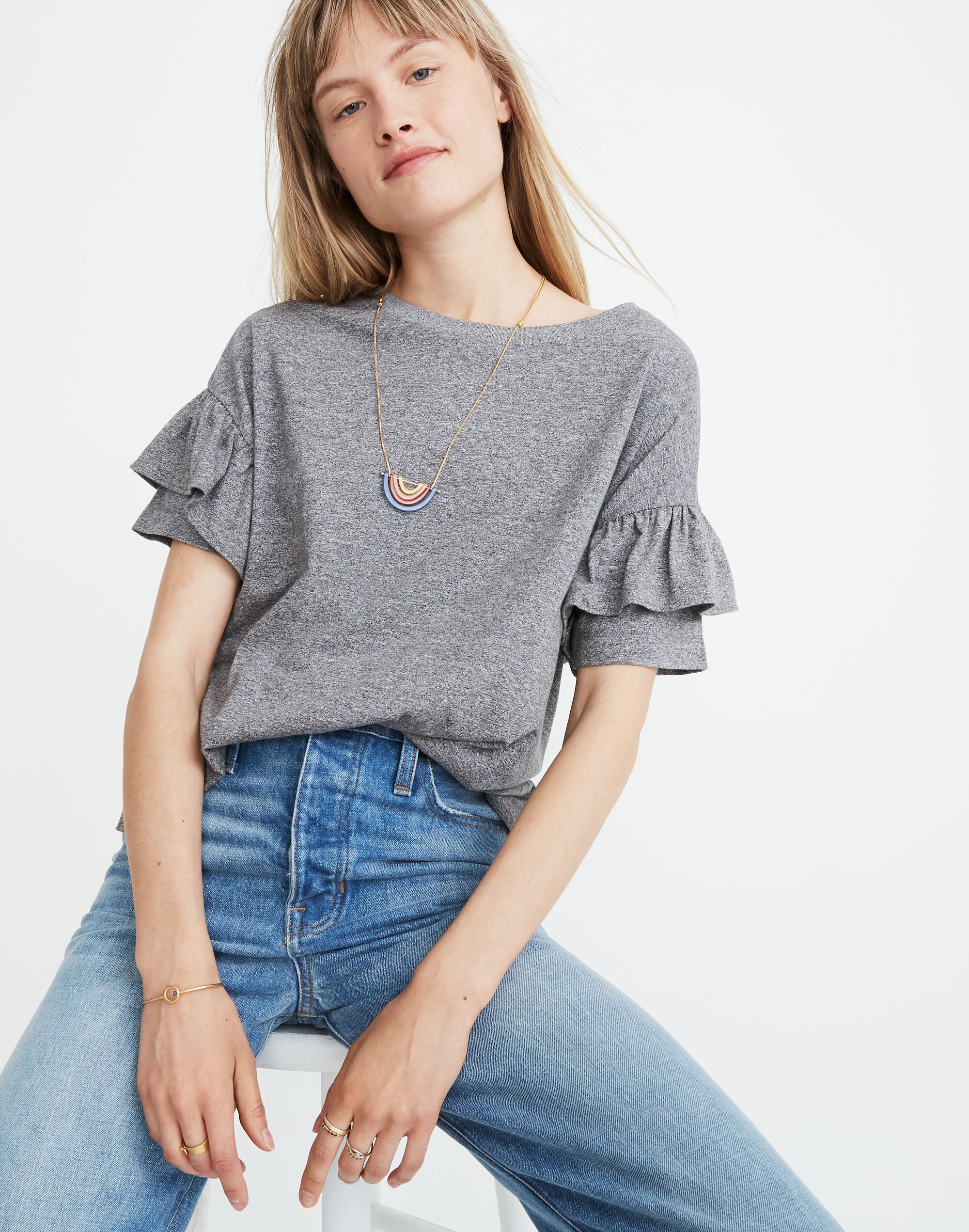 Ruffle-Sleeve Tee