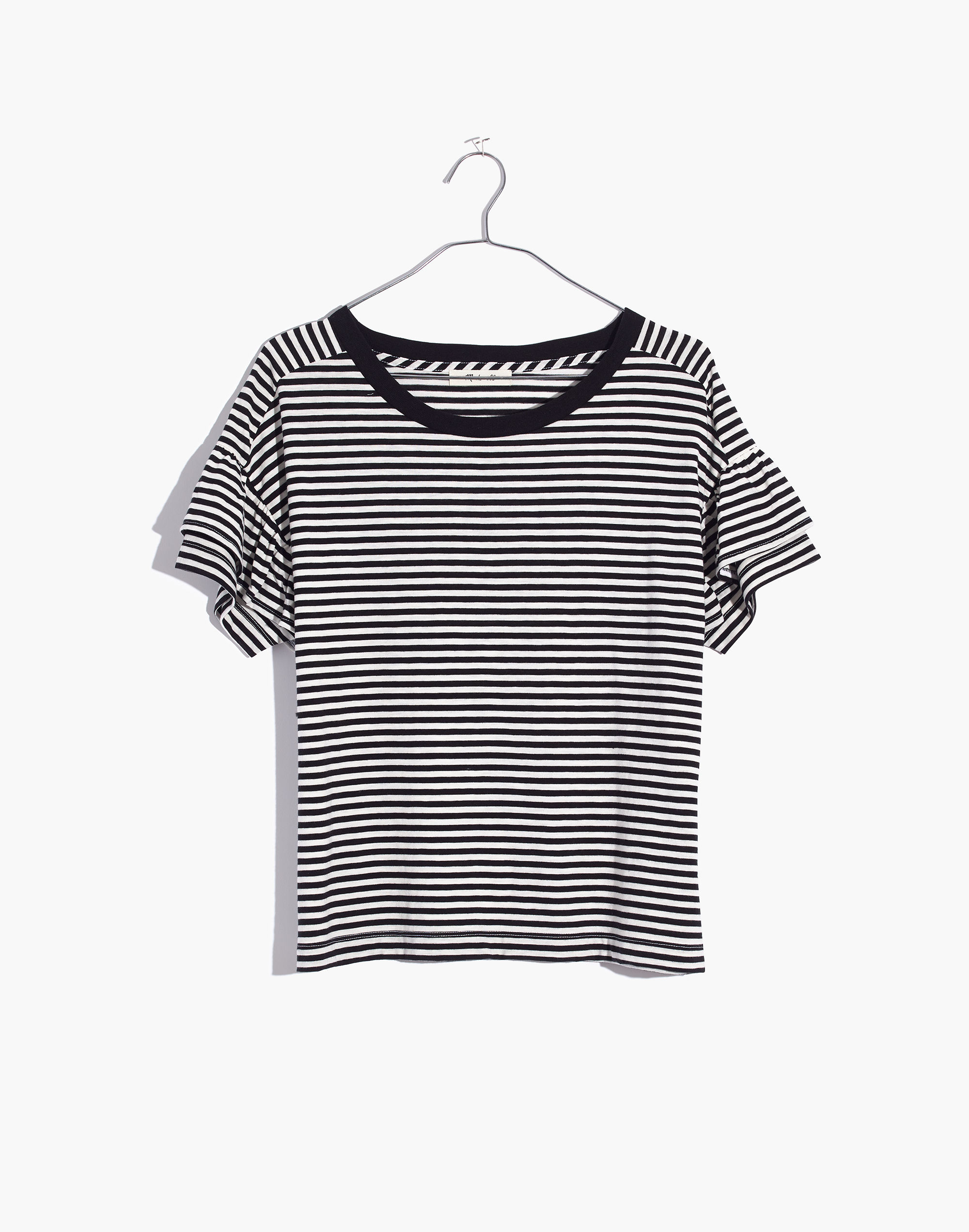 Ruffle-Sleeve Tee in Stripe