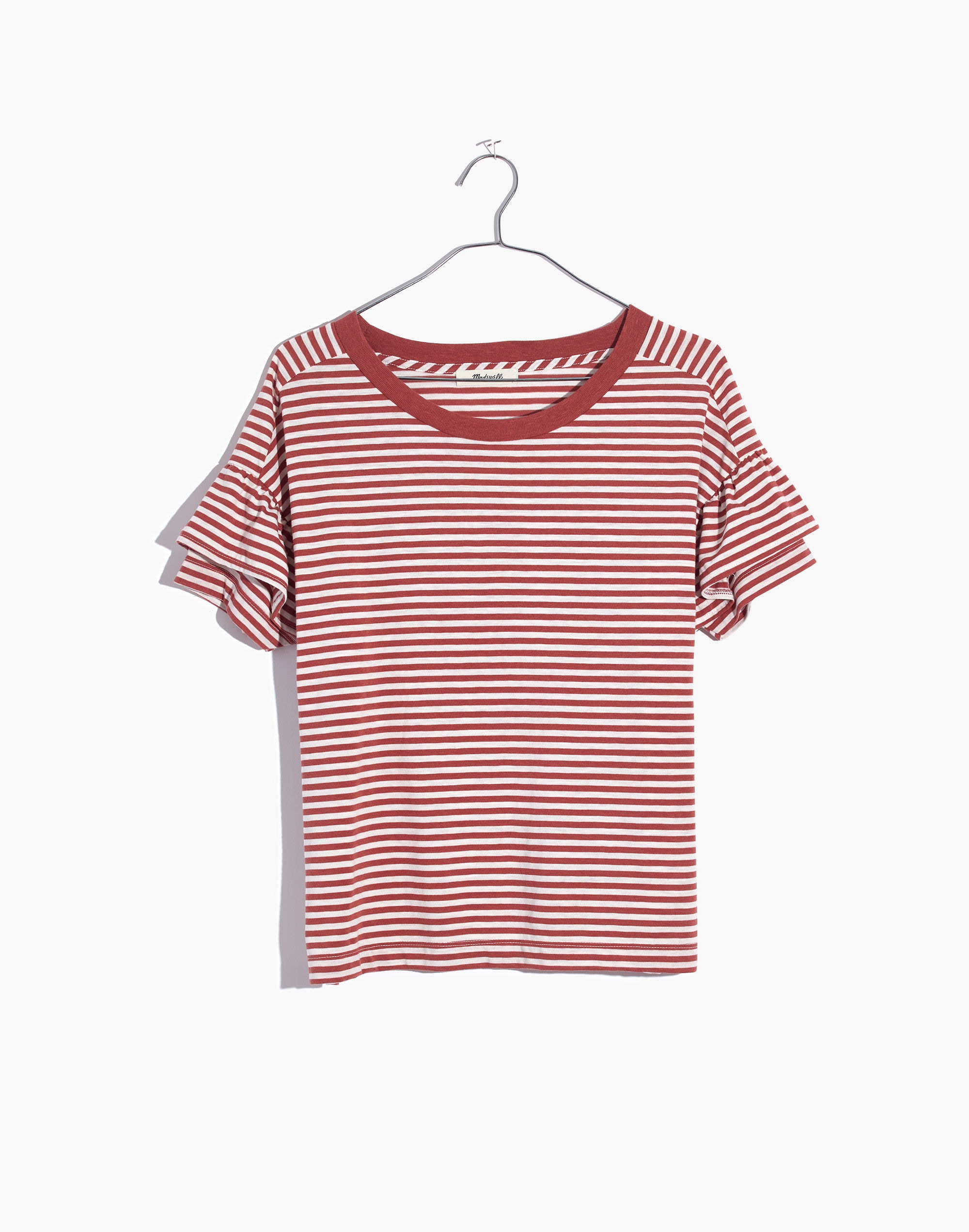 Ruffle-Sleeve Tee in Stripe