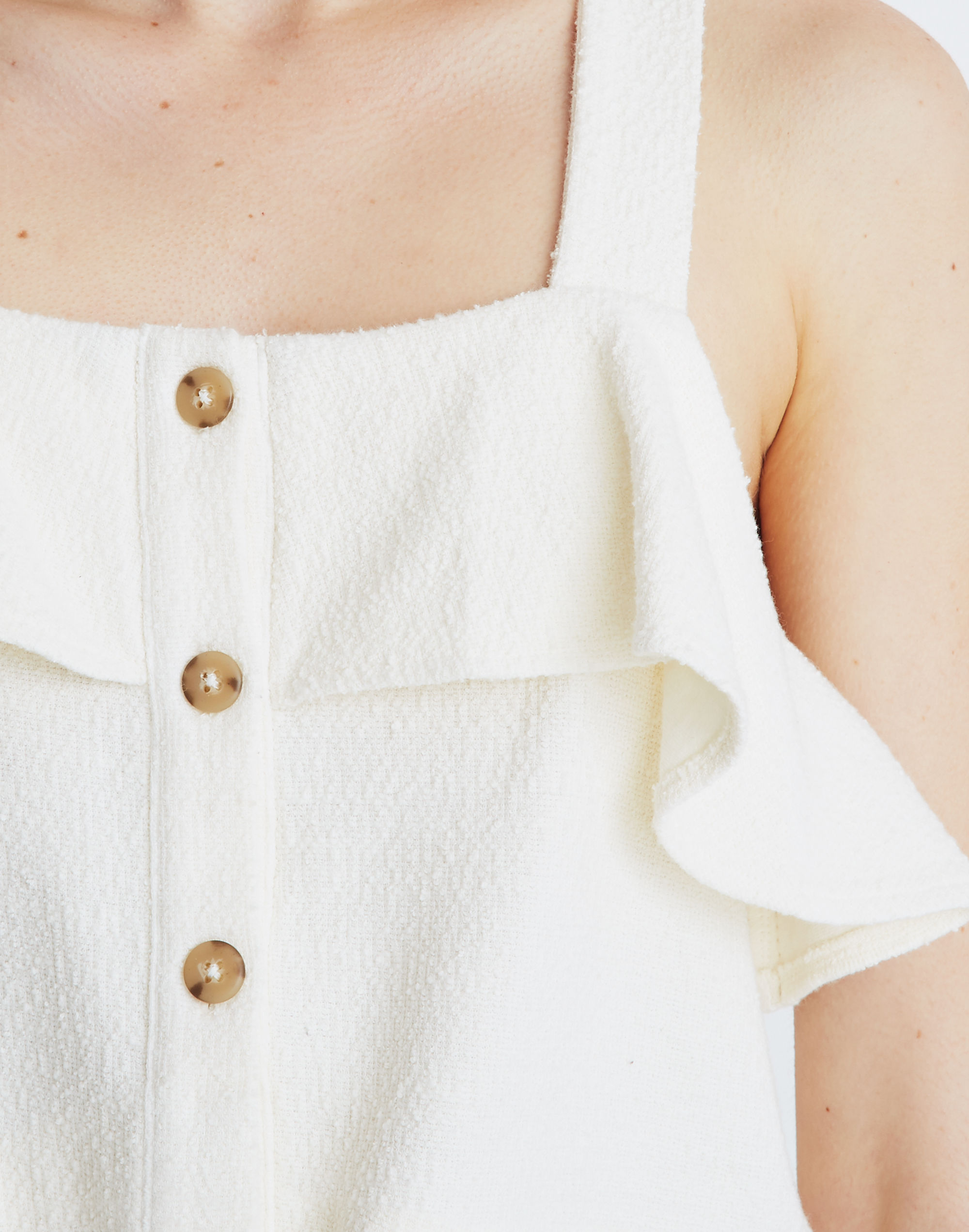 Texture &amp; Thread Ruffle Tie-Front Tank