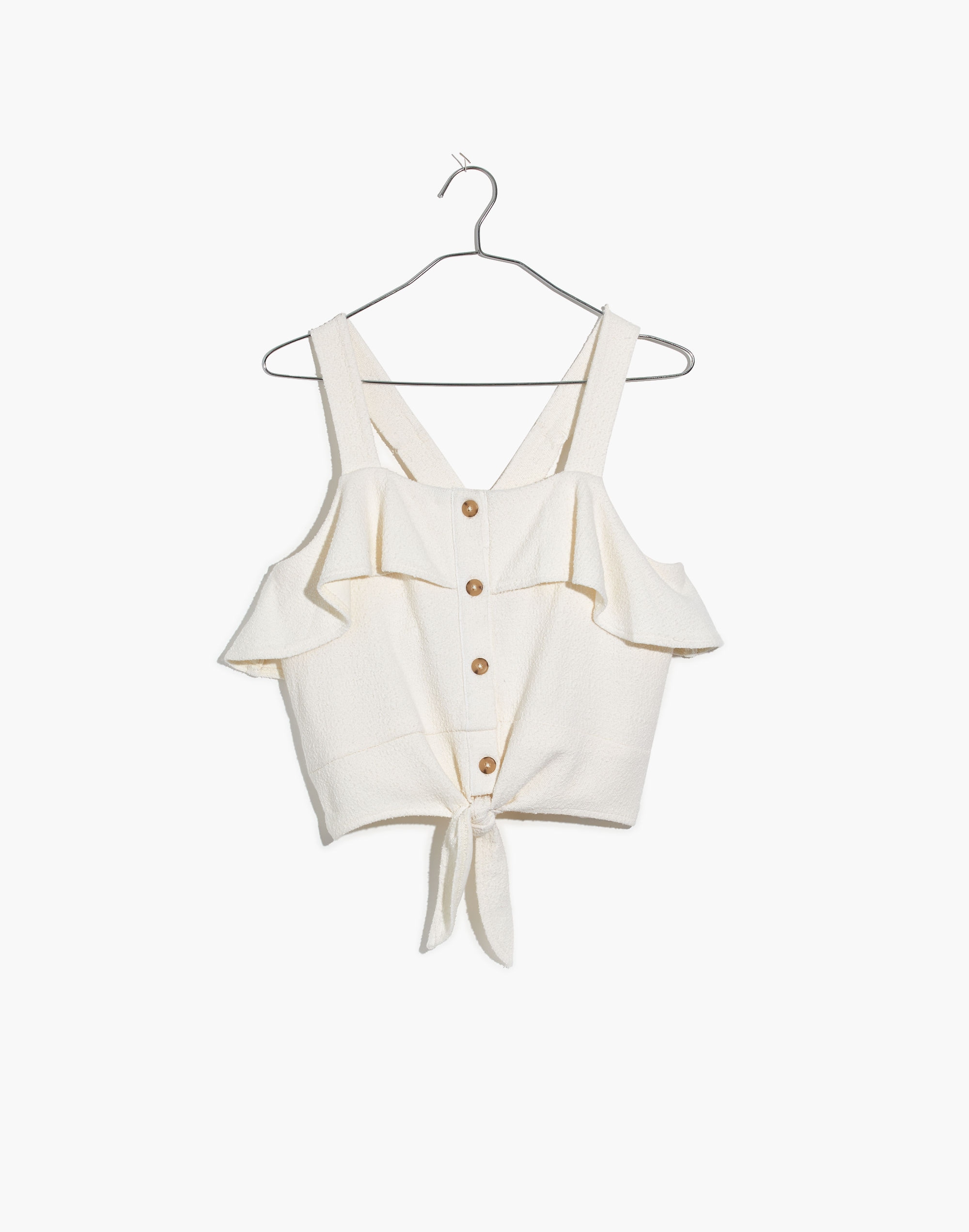Texture &amp; Thread Ruffle Tie-Front Tank