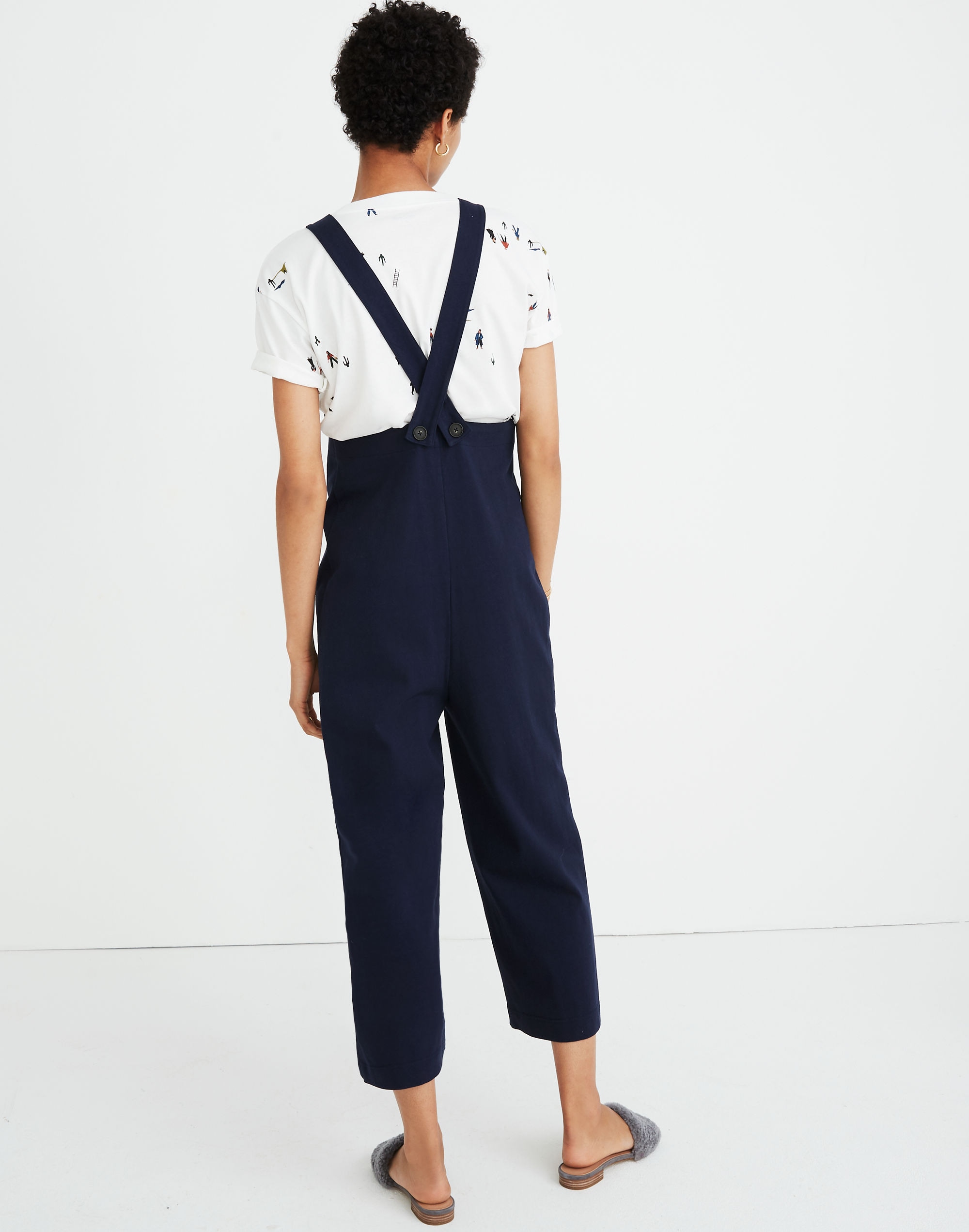 Knit Patch-Pocket Overalls