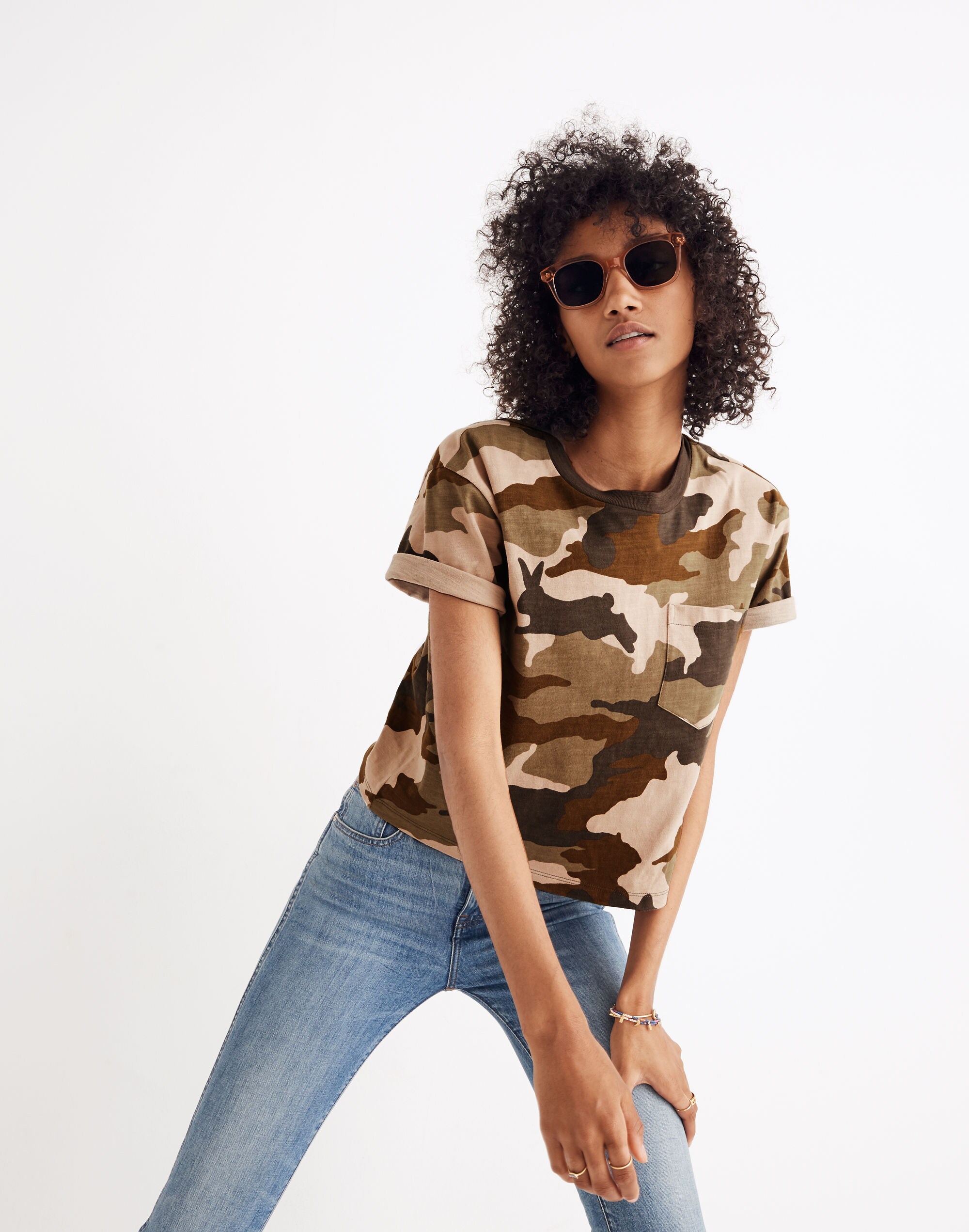 Easy Crop Tee in Cottontail Camo