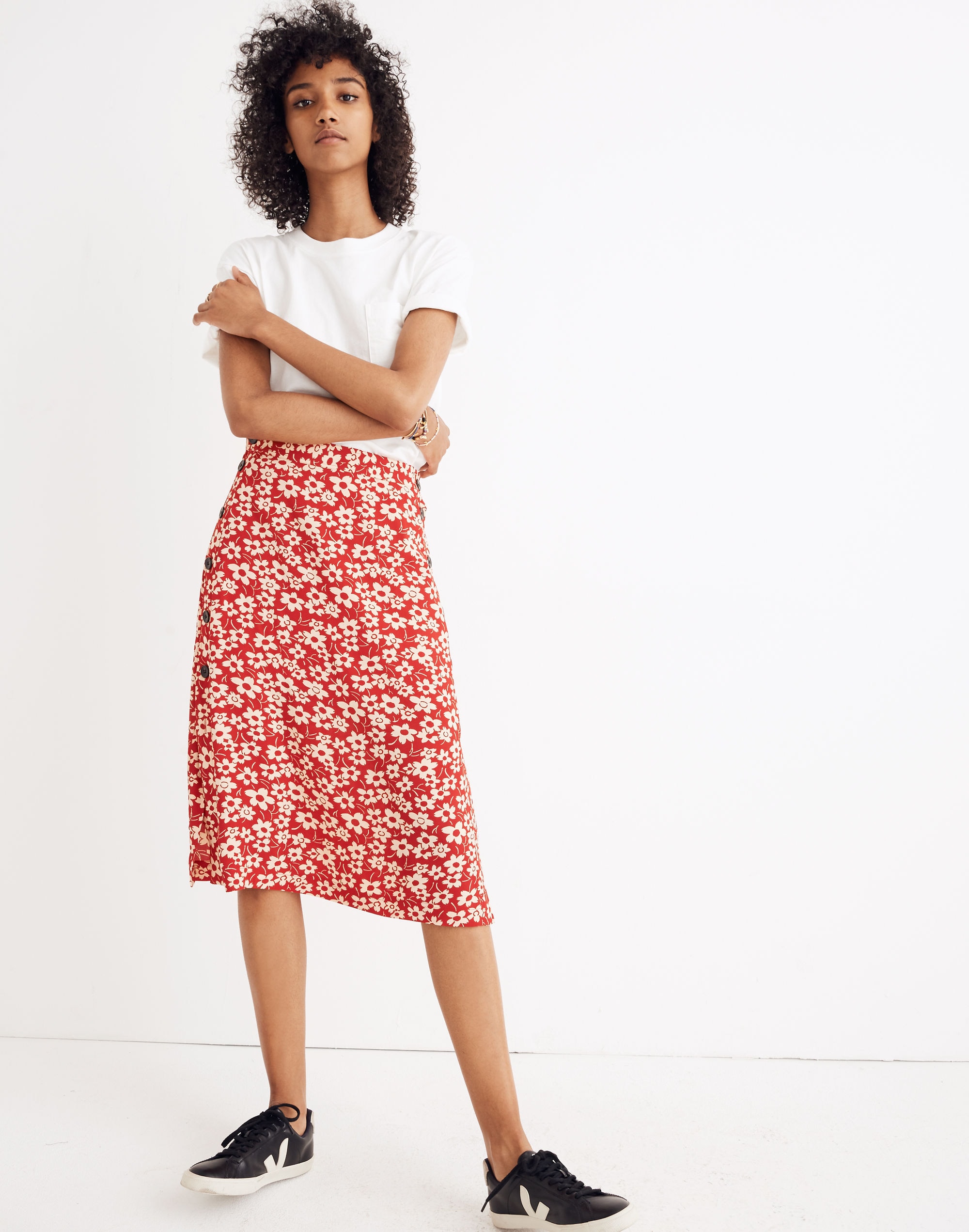 Side-Button Skirt in Full Bloom