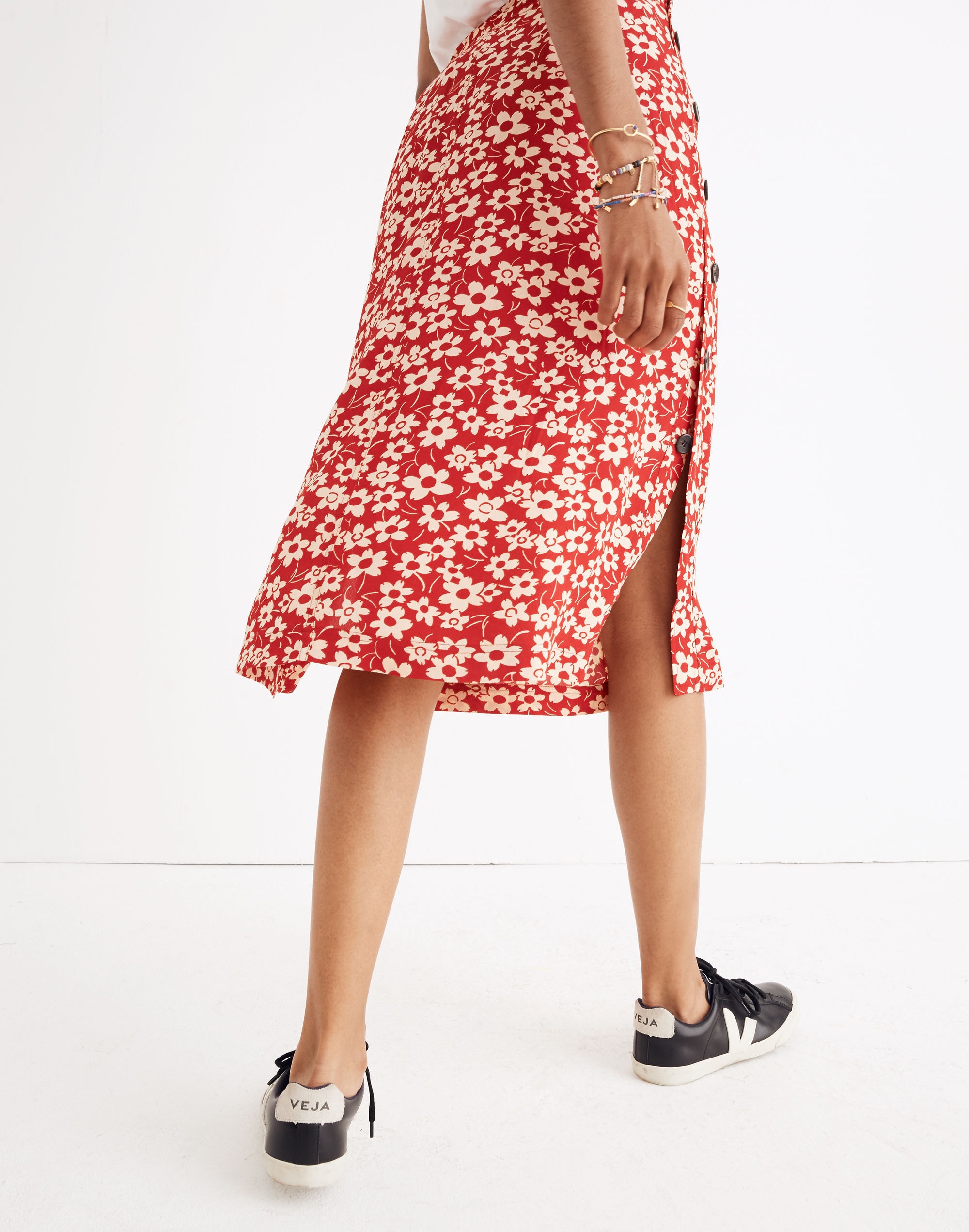 Side-Button Skirt in Full Bloom