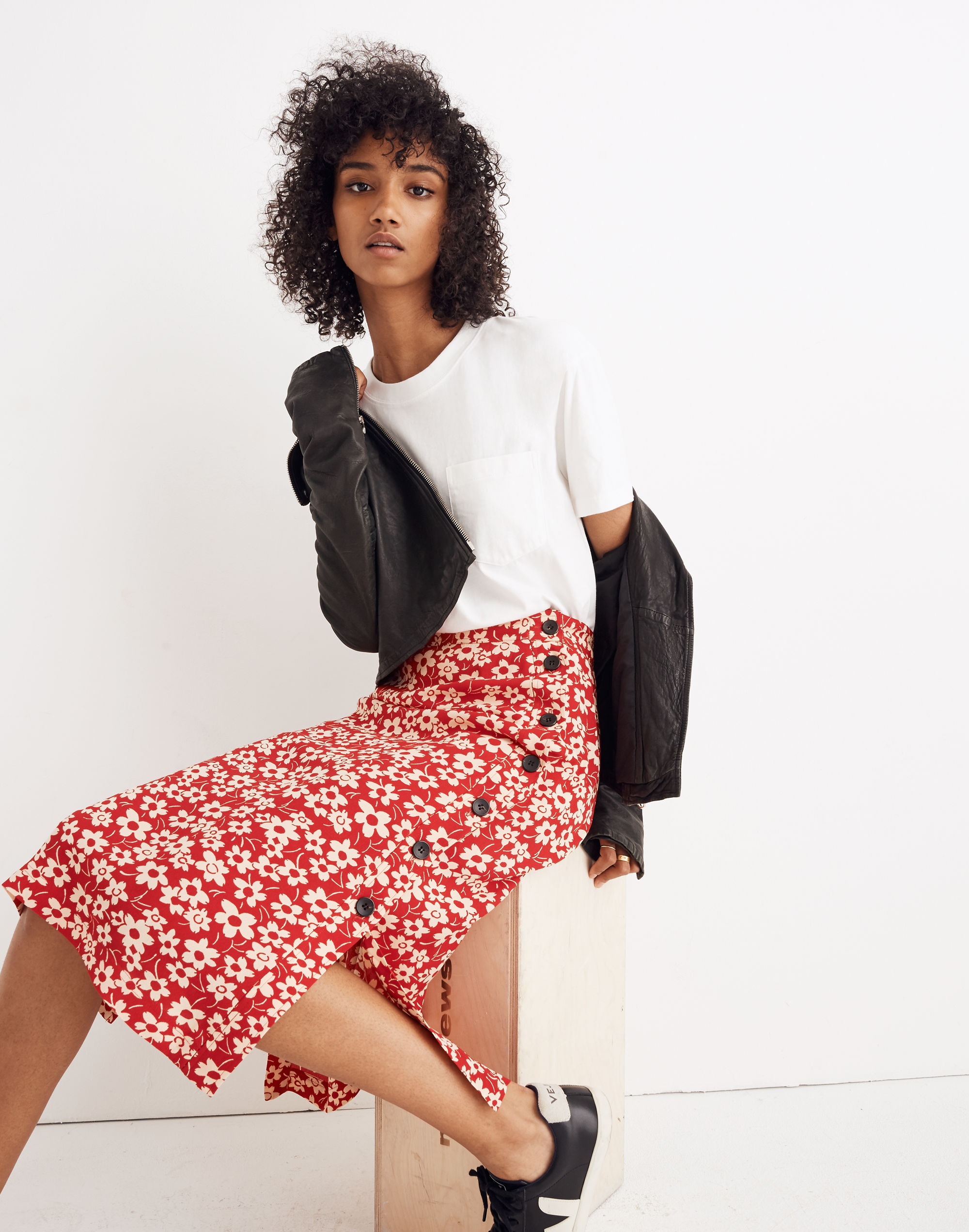 Side-Button Skirt in Full Bloom