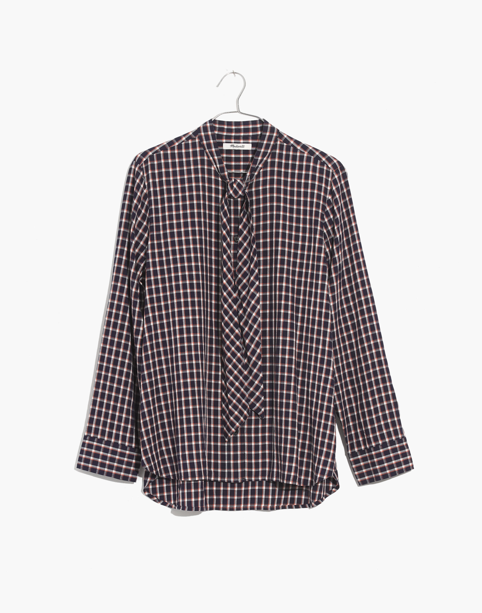 Tie-Neck Shirt in Lambeth Plaid
