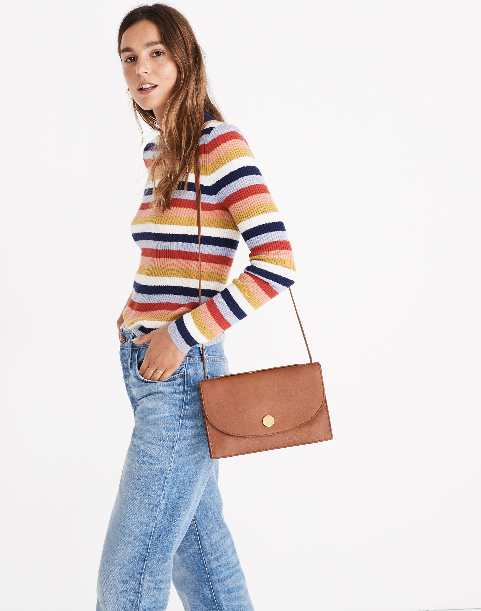 Mockneck Pullover Sweater in Stripe
