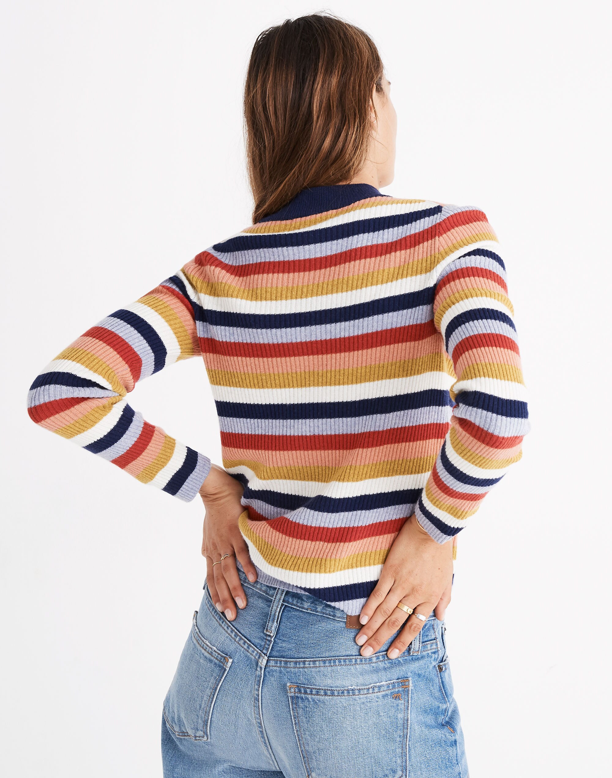 Mockneck Pullover Sweater in Stripe