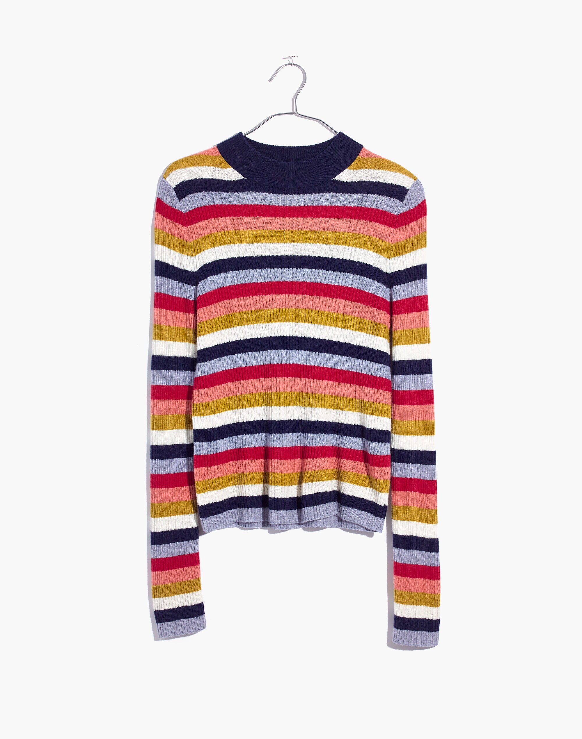 Mockneck Pullover Sweater in Stripe