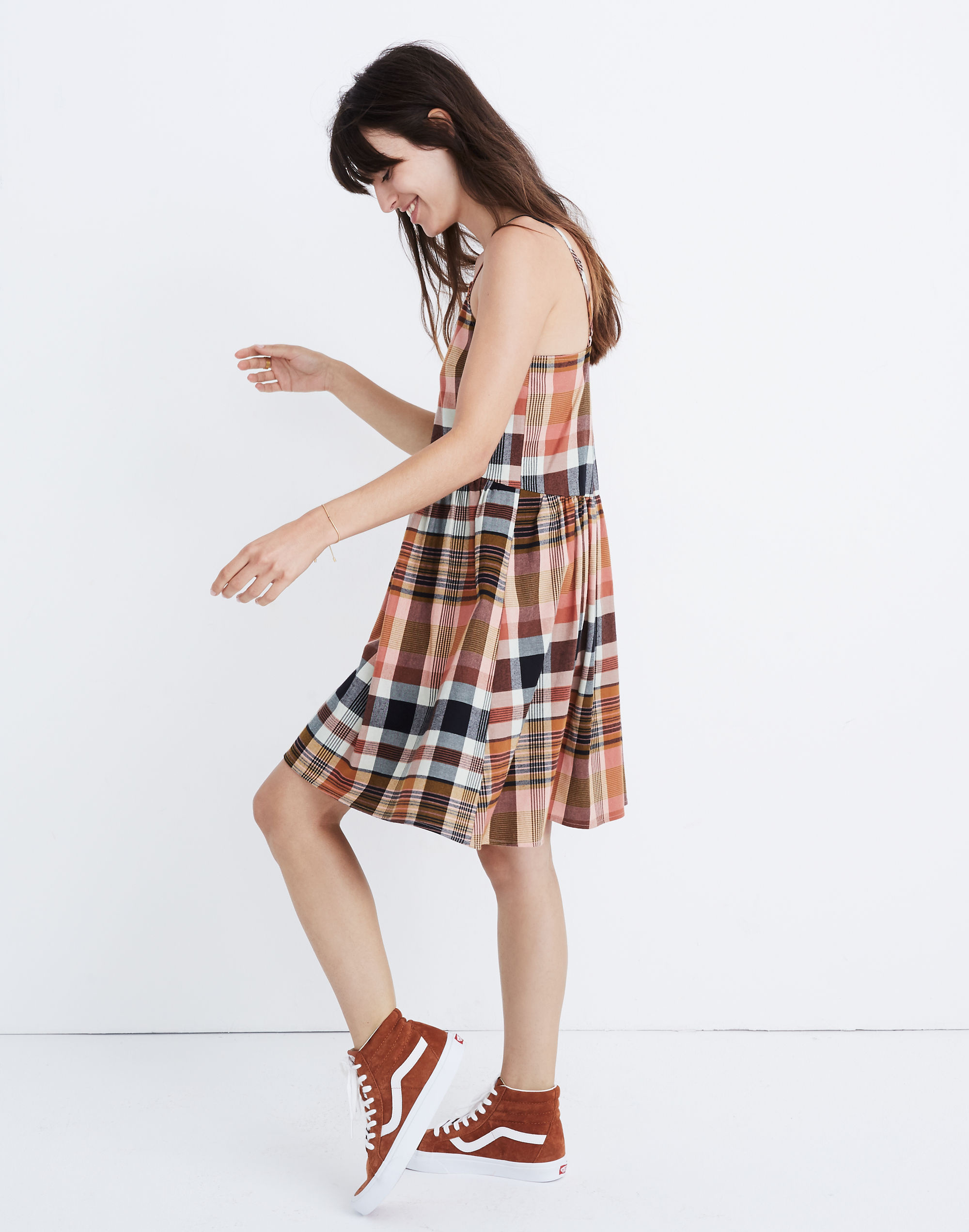 Plaid Babydoll Cami Dress