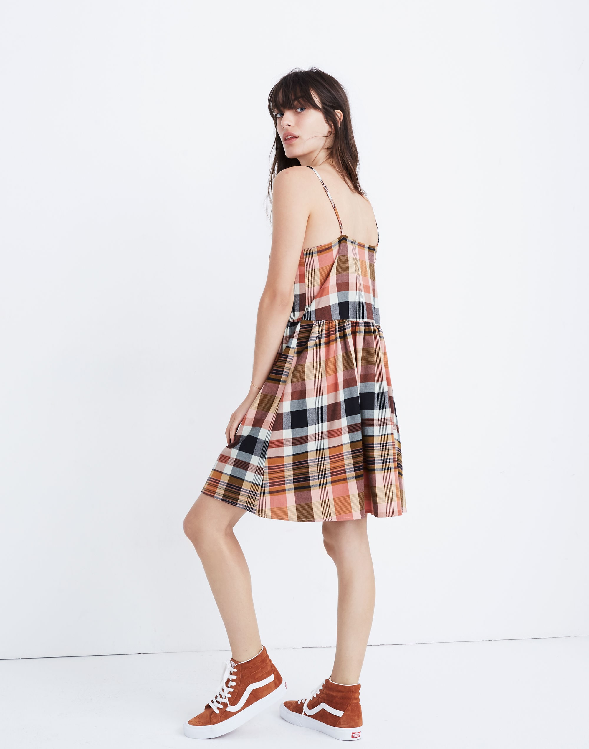 Plaid Babydoll Cami Dress