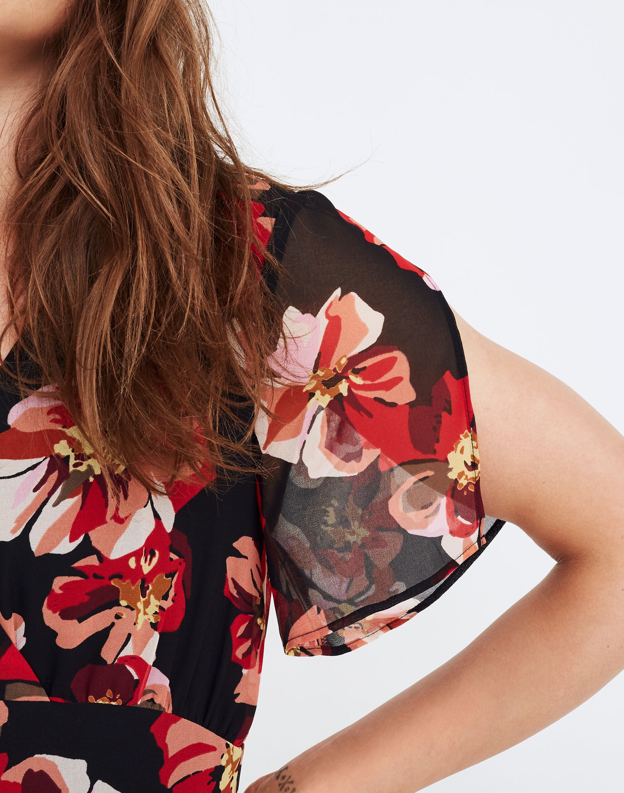 Tulip-Sleeve Mini Dress in French Rose